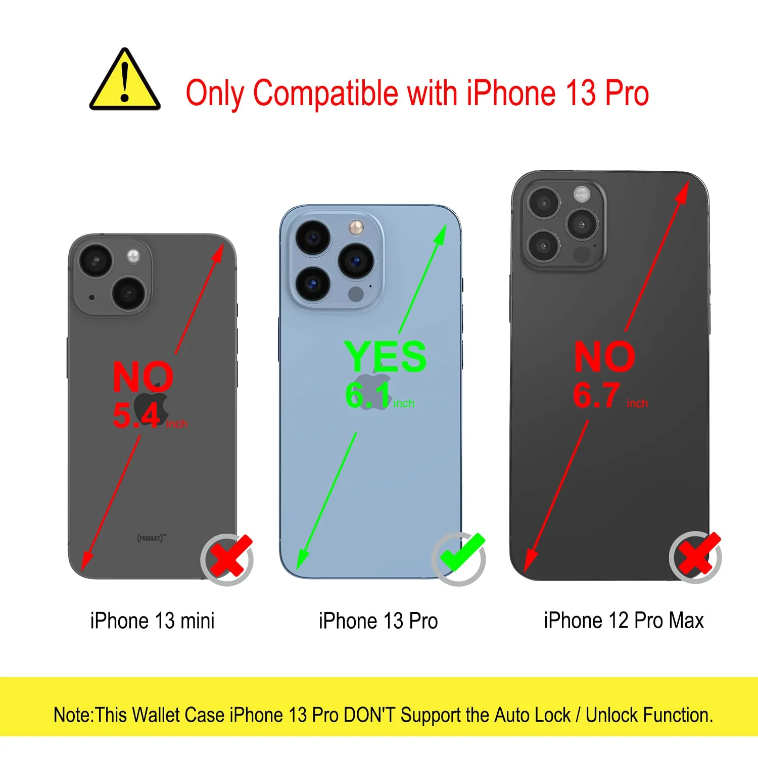 YATWIN iPhone 13 Pro Handyhülle Weinrot Leder mit Panzerglas