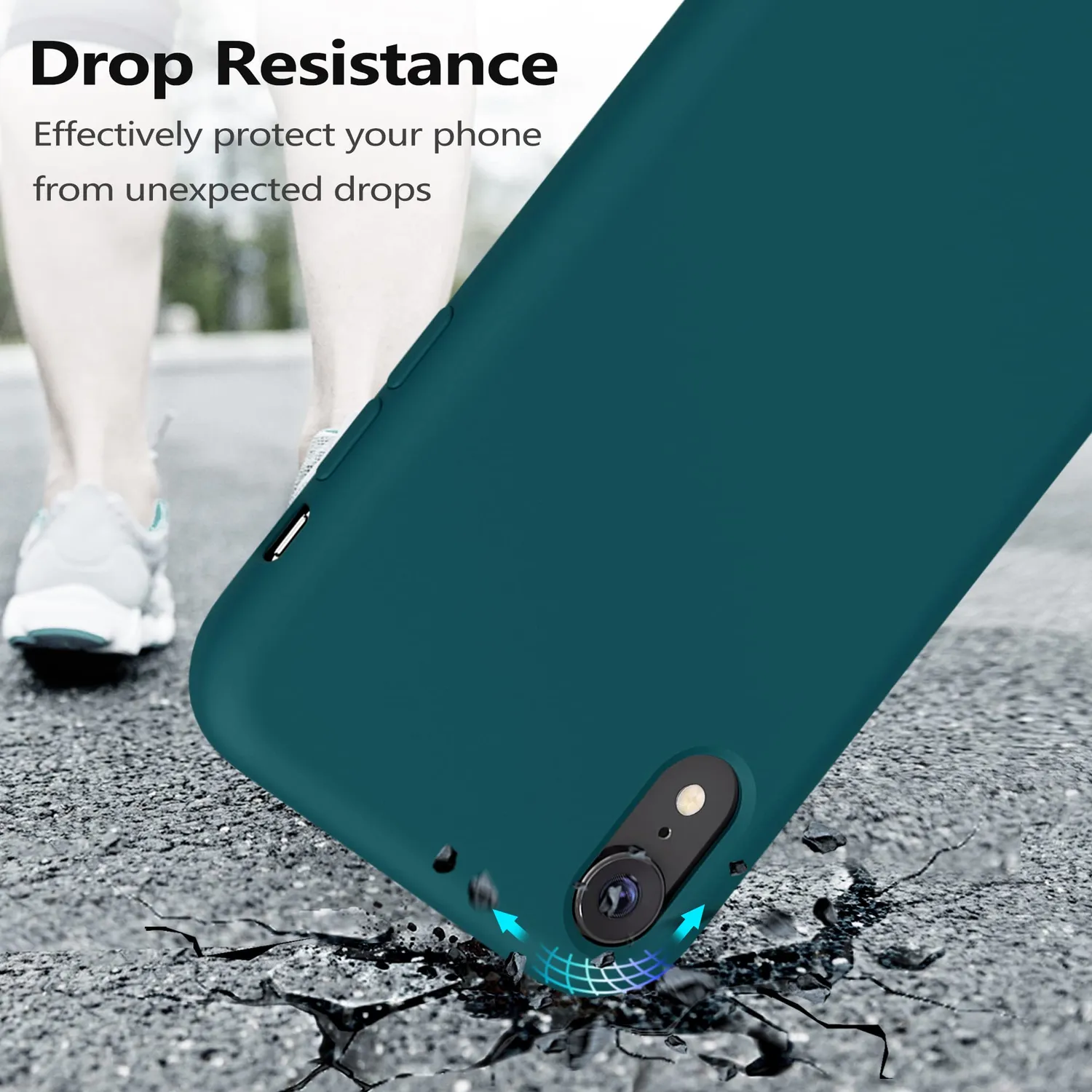 YATWIN iPhone XR Silikonhülle Dunkelgrün Folie stoßfest