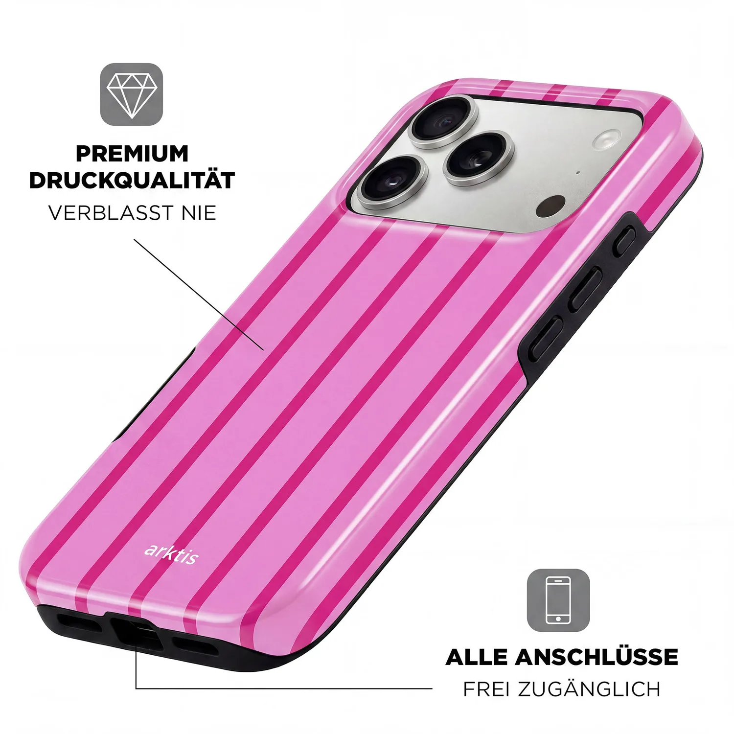 arktis iPhone 15 Pro Max Hülle Lady Stripes mit MagSafe