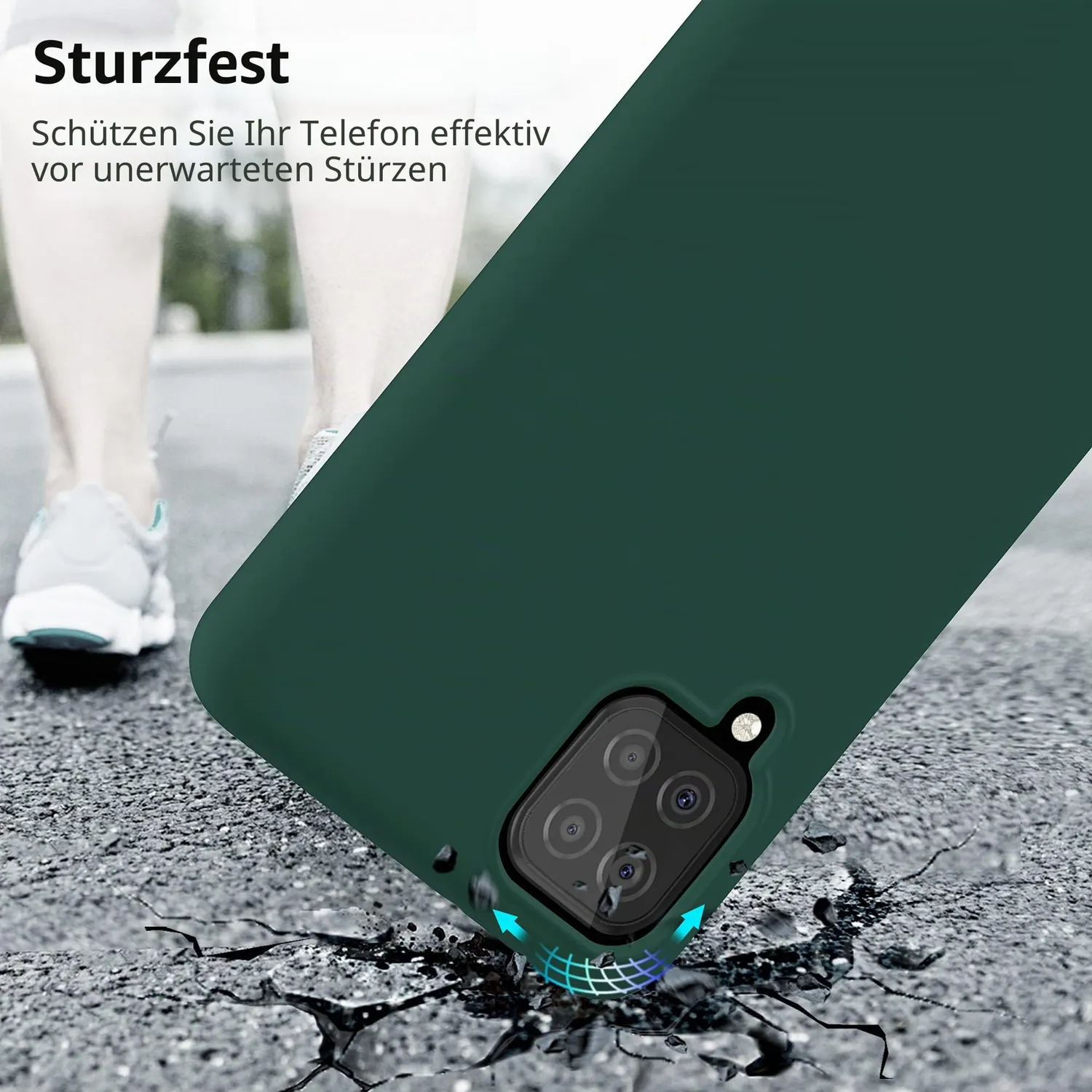 YATWIN Galaxy A12 Handyhülle Grün TPU matt stoßabsorbierend