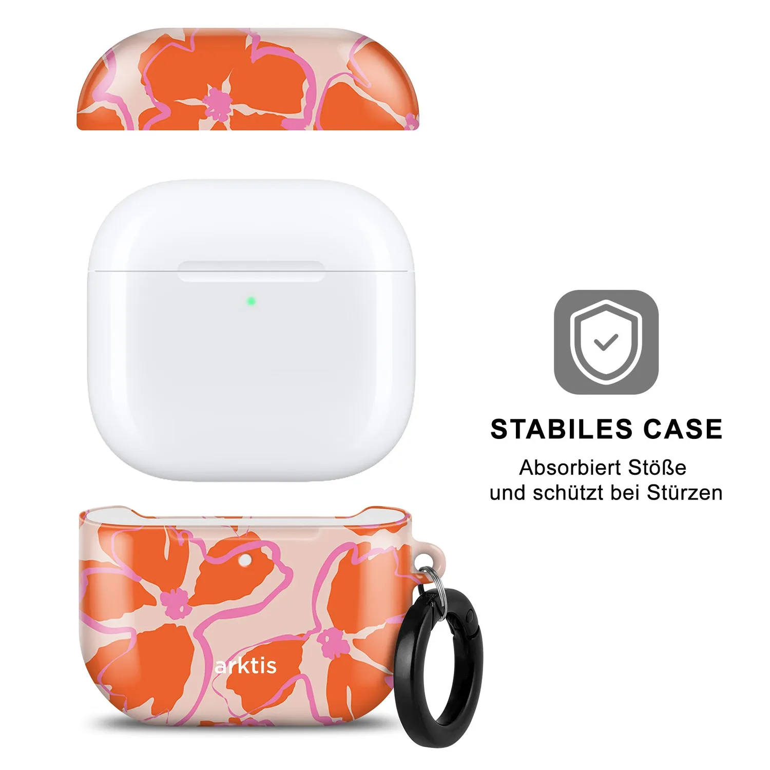 arktis AirPods 4 Hülle Orange Mallow Print kabellos