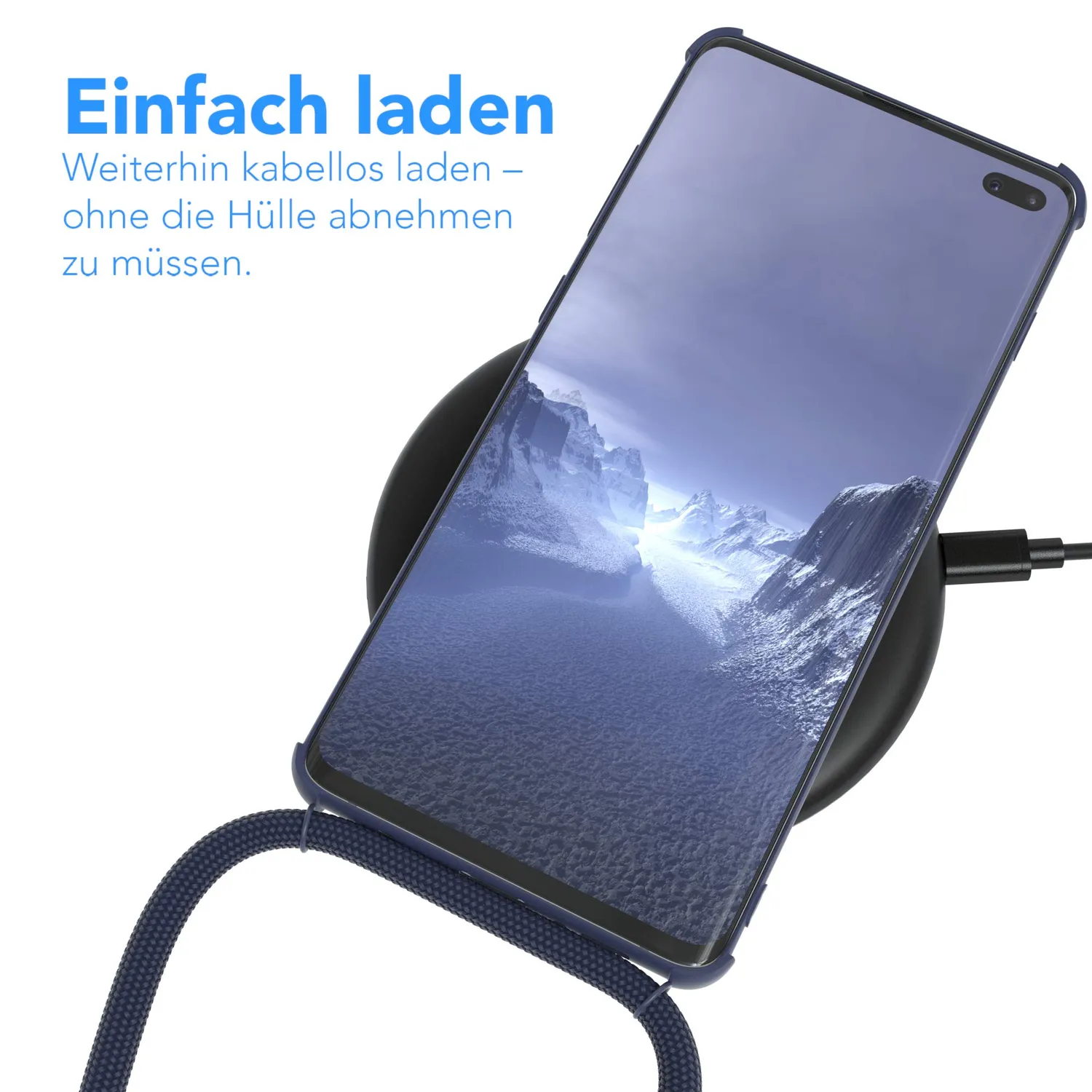 EAZY CASE Galaxy S10 Plus Handykette Nachtblau Silikon