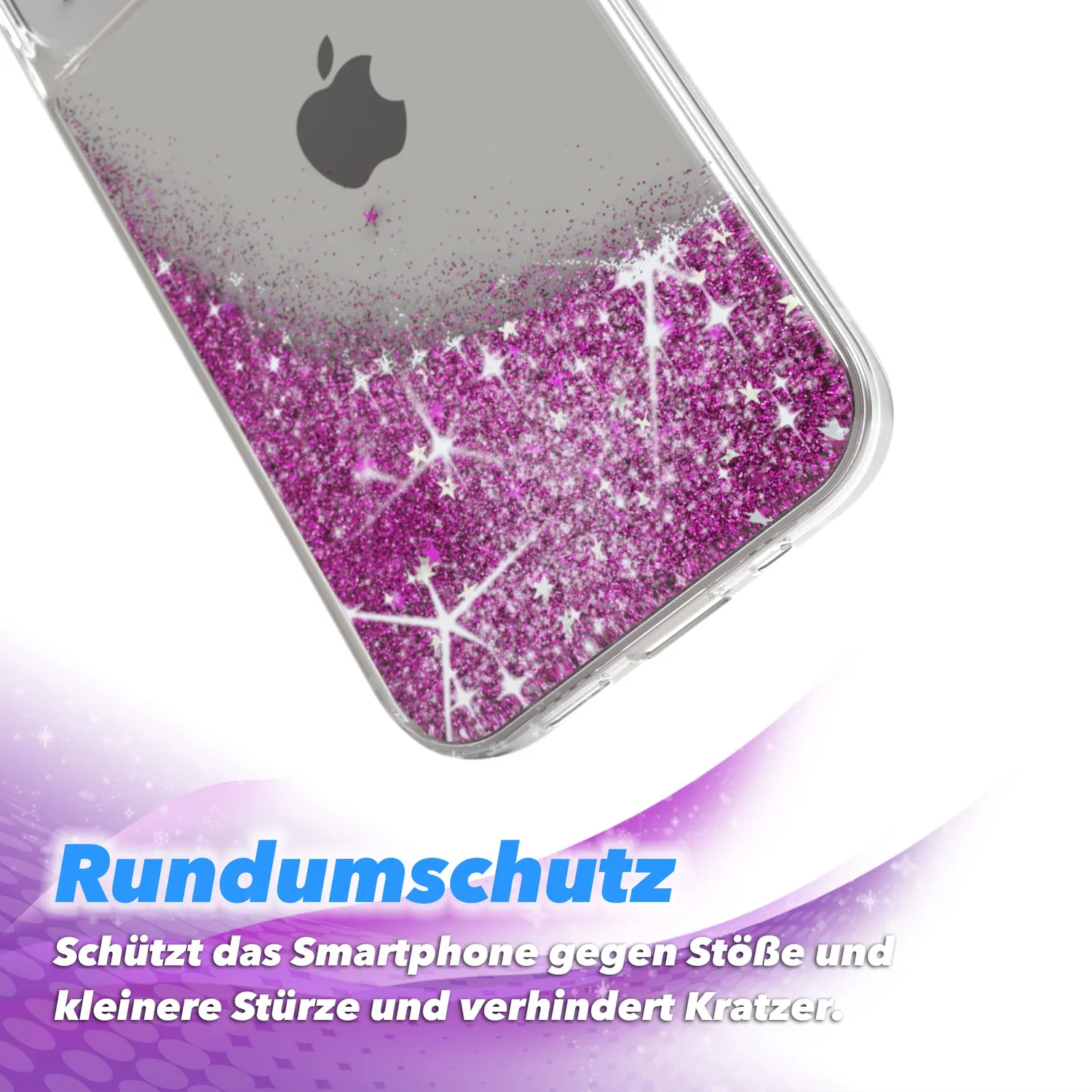 EAZY CASE iPhone 13 Mini Glitzerhülle Liquid Lila