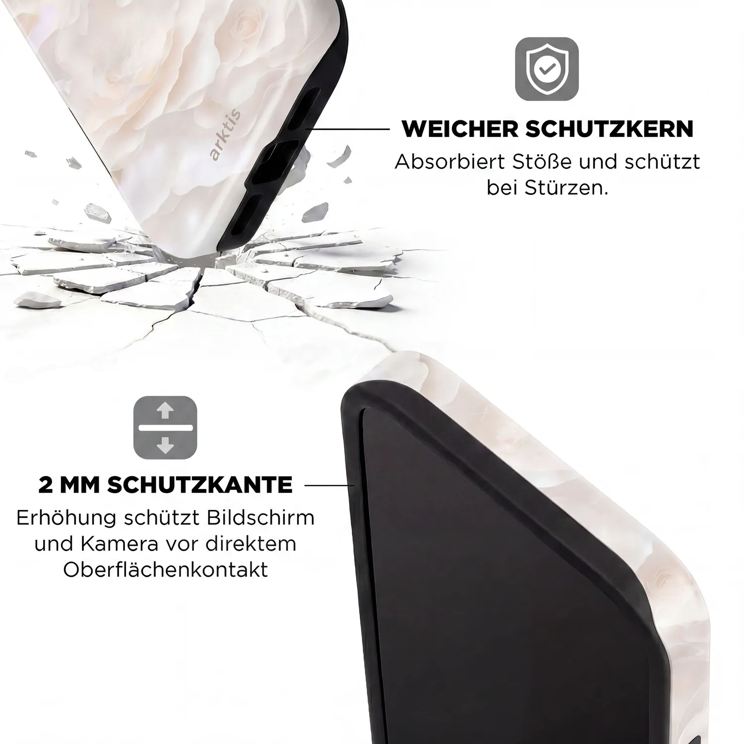 arktis iPhone 16 Hülle Marble Flower mit MagSafe