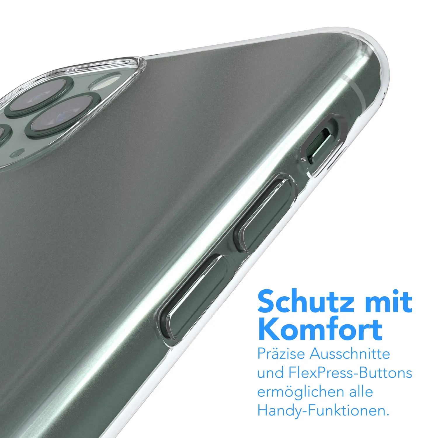 EAZY CASE iPhone 11 Pro Silikonhülle Transparent 0,8 mm dünn