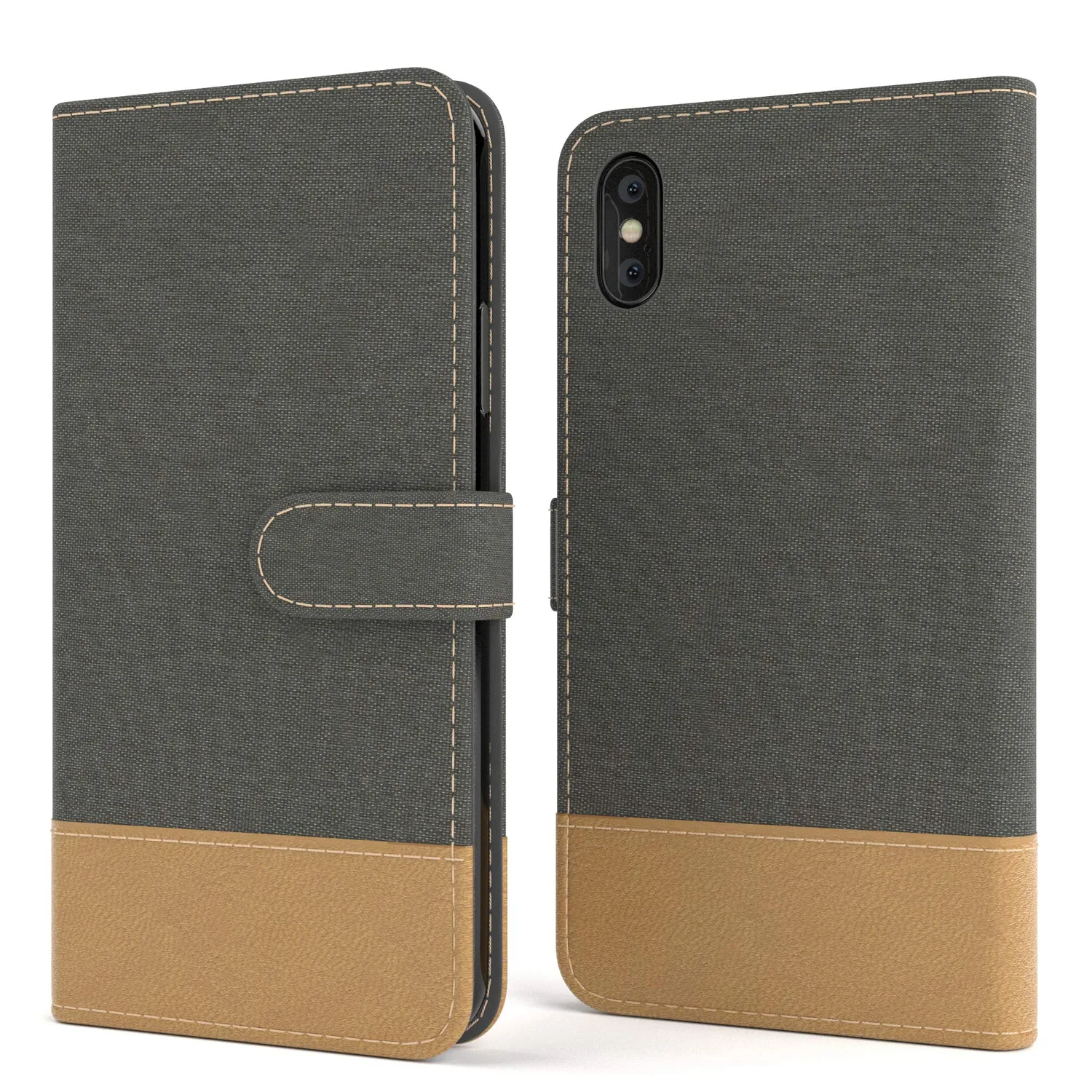 EAZY CASE Book iPhone X XS Klapphülle Braun