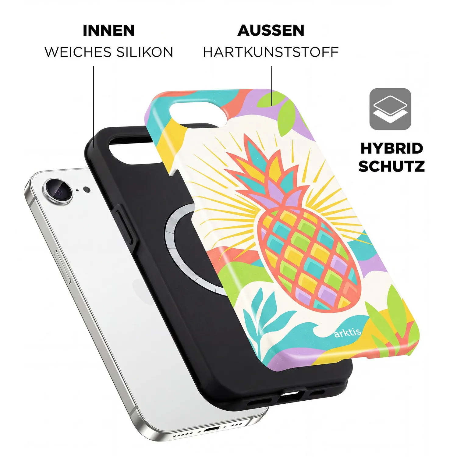 arktis iPhone 16e Hülle Tropic Pineapple MagSafe