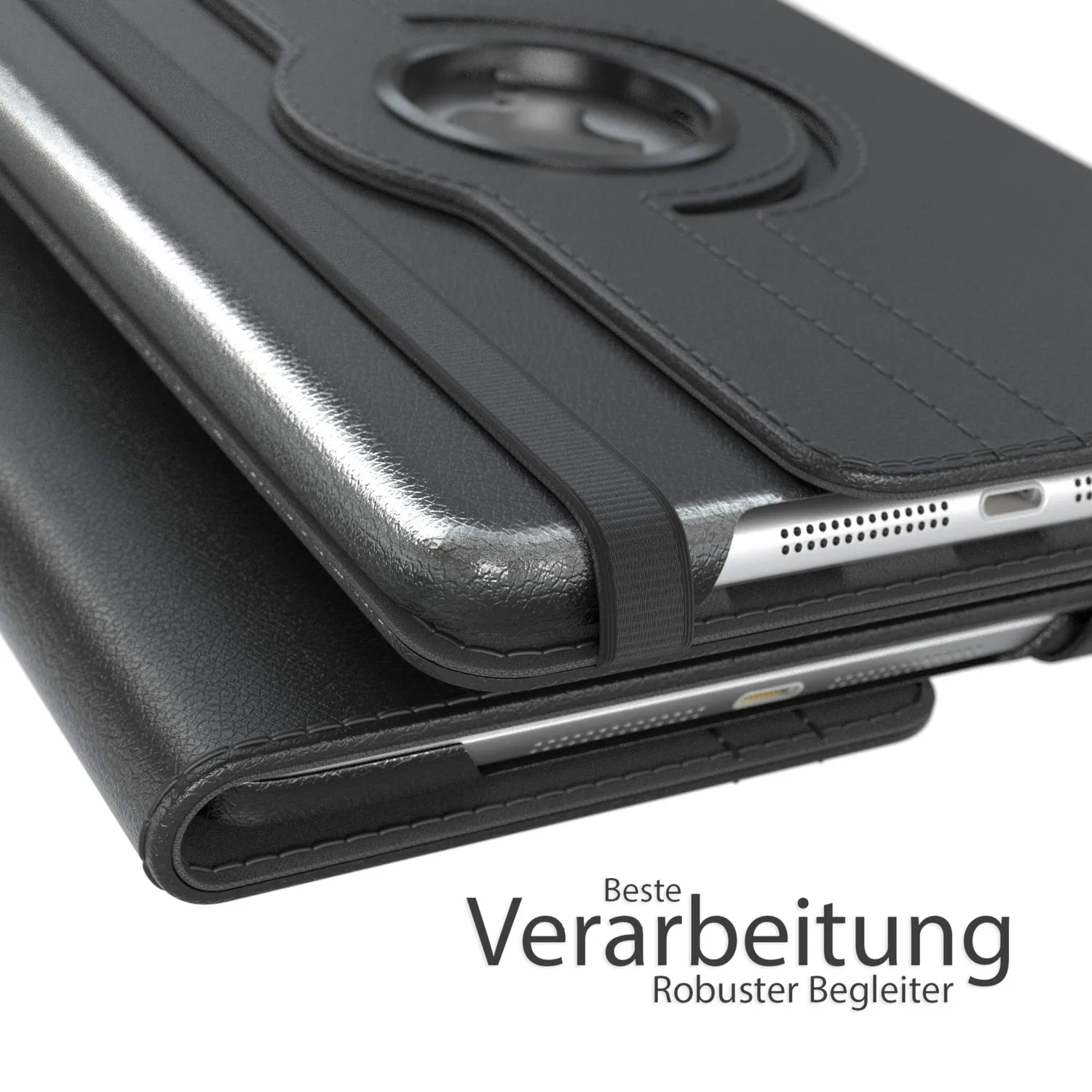 EAZY CASE iPad Mini 1/2/3 Tablethülle Schwarz 360° Kunstleder