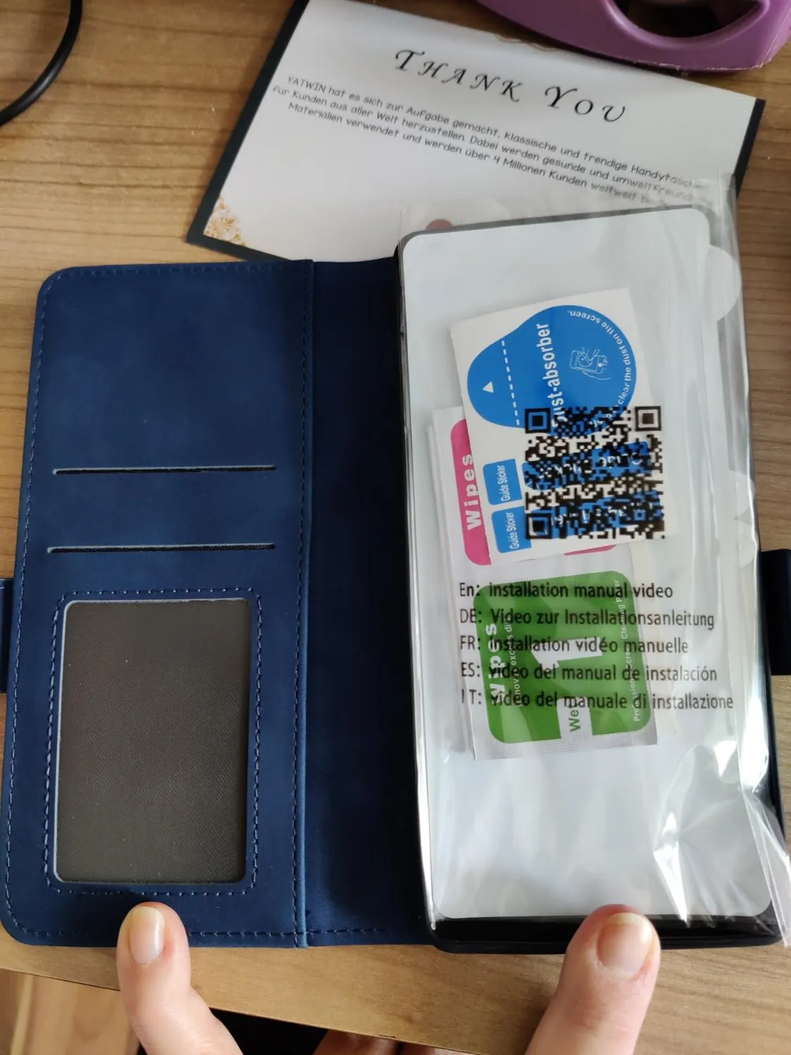 YATWIN Pixel 6 Pro Klapphülle Leder Blau mit Panzerglas