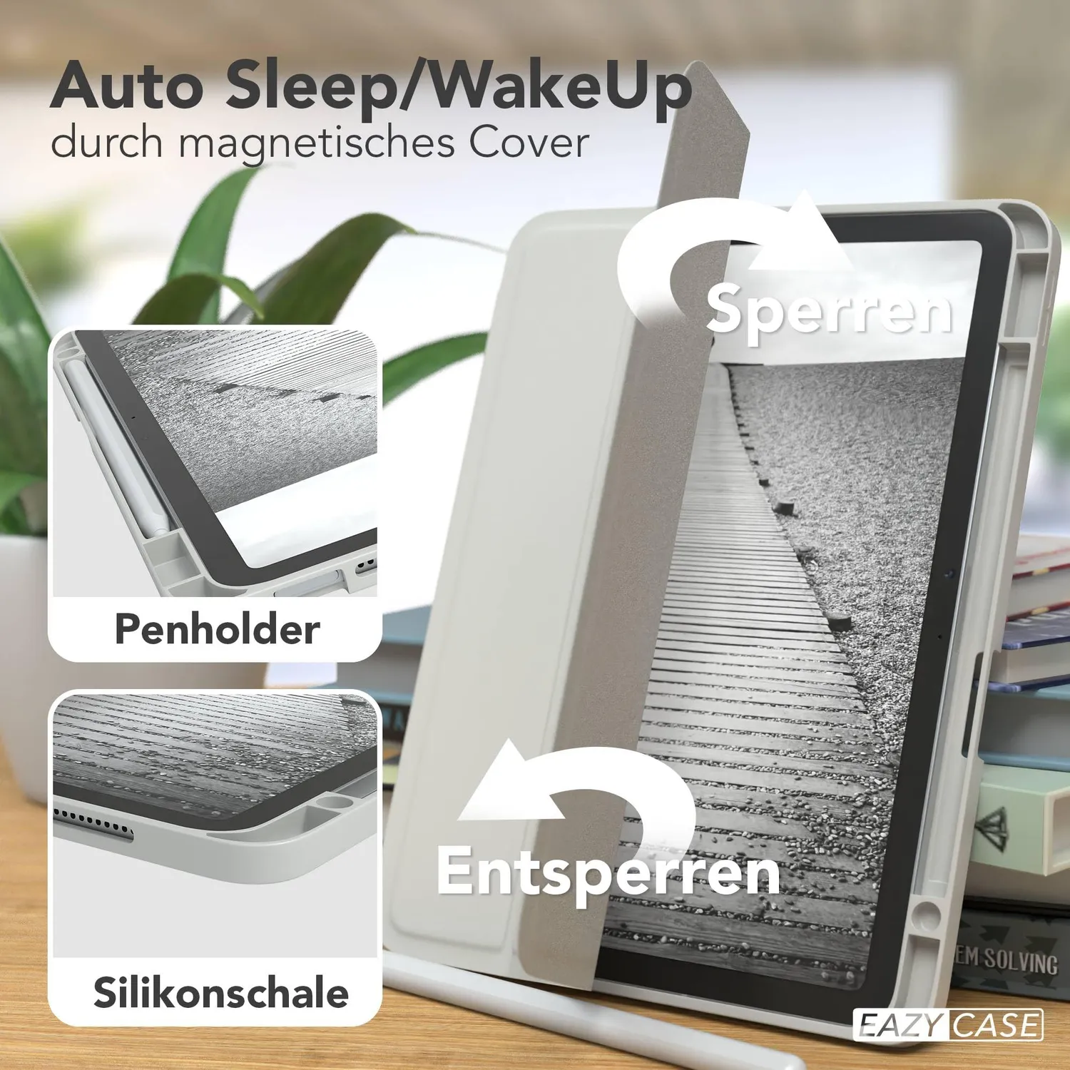 EAZY CASE iPad Air 6 Smartcase 10,9 Zoll Hellgrau Stift