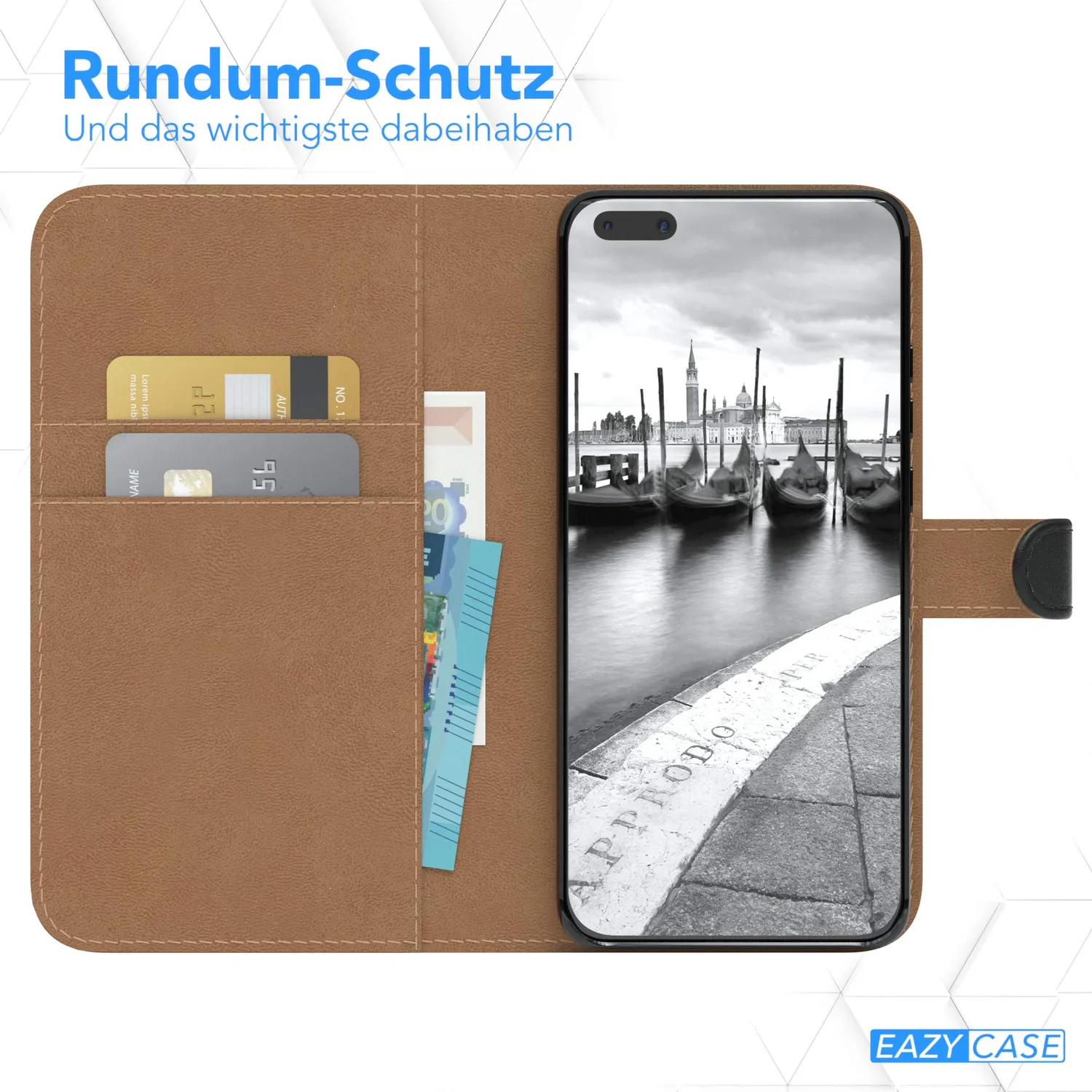 EAZY CASE P40 Pro Plus Klapphülle Schwarz Leder
