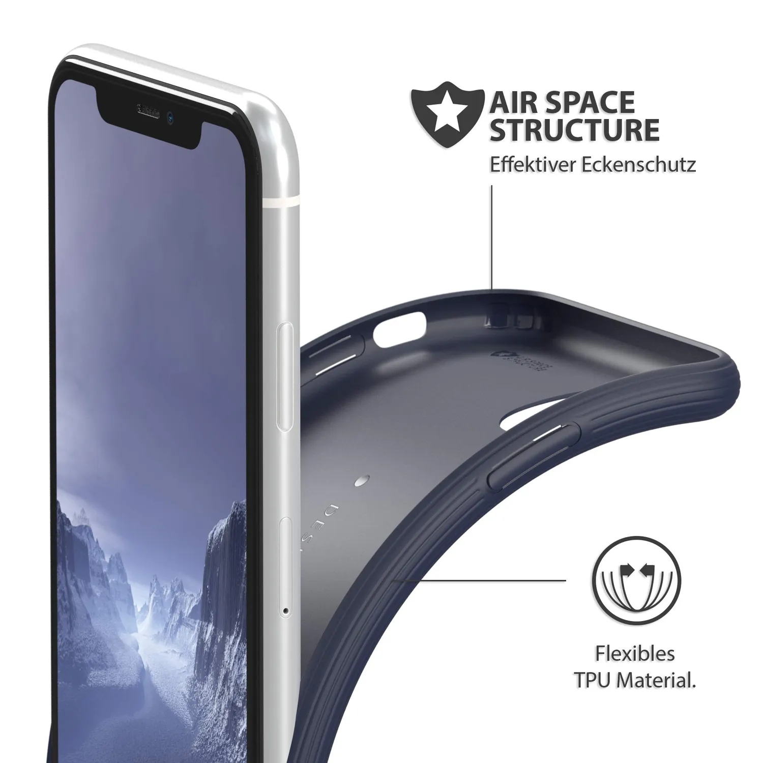 EAZY CASE Silikon Handyhülle iPhone 11 dunkelblau strukturiert