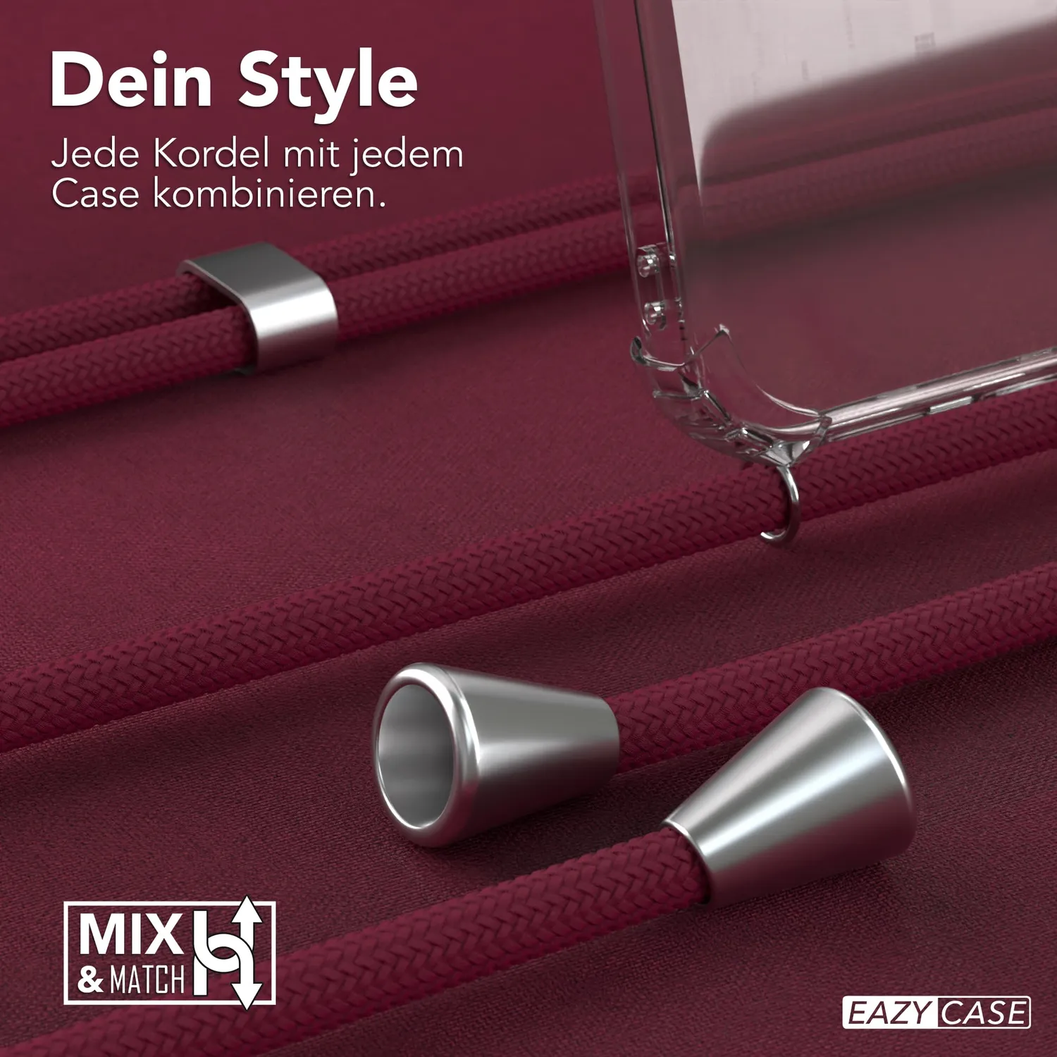 EAZY CASE Xiaomi Mi 9 SE Handykette Hülle Band Burgunder Rot