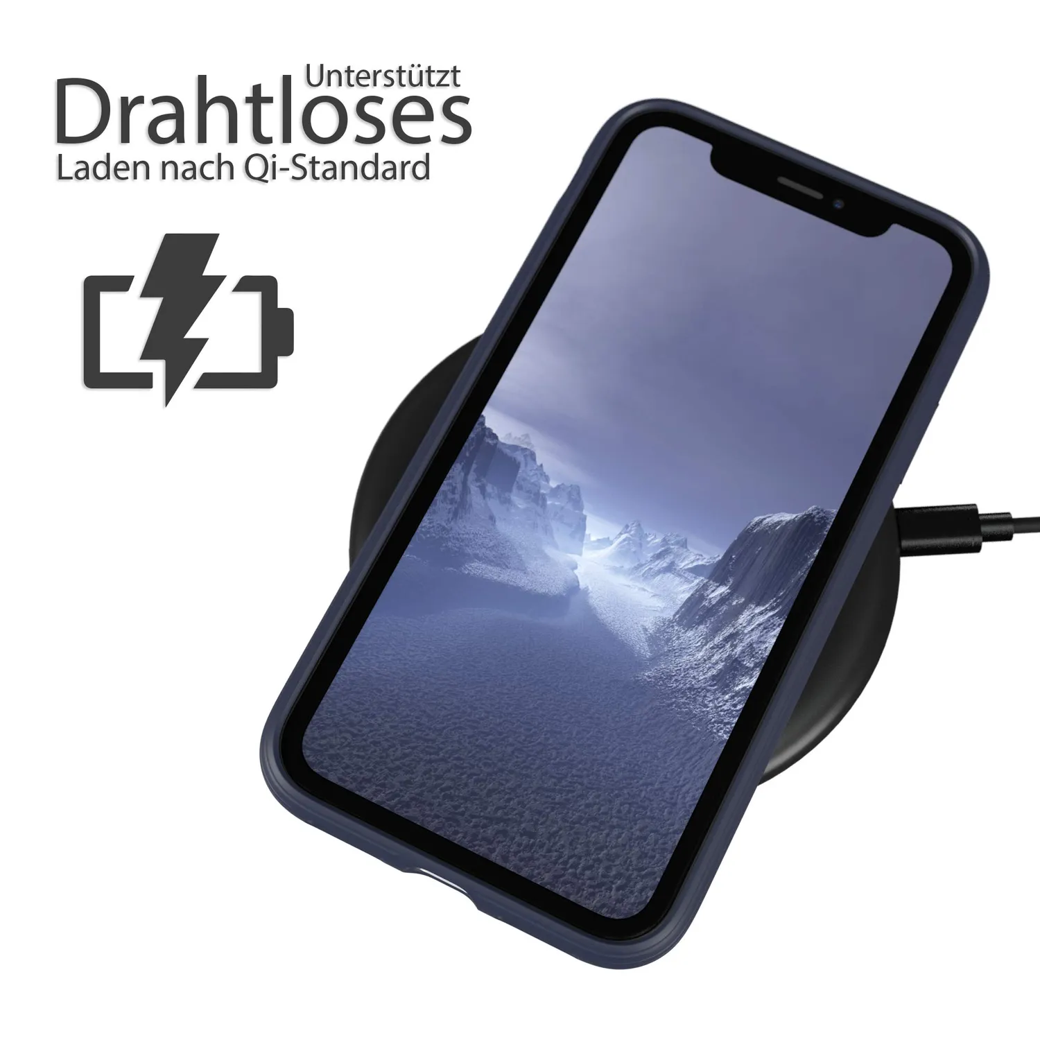 EAZY CASE iPhone XR Silikonhülle Dunkelblau Struktur