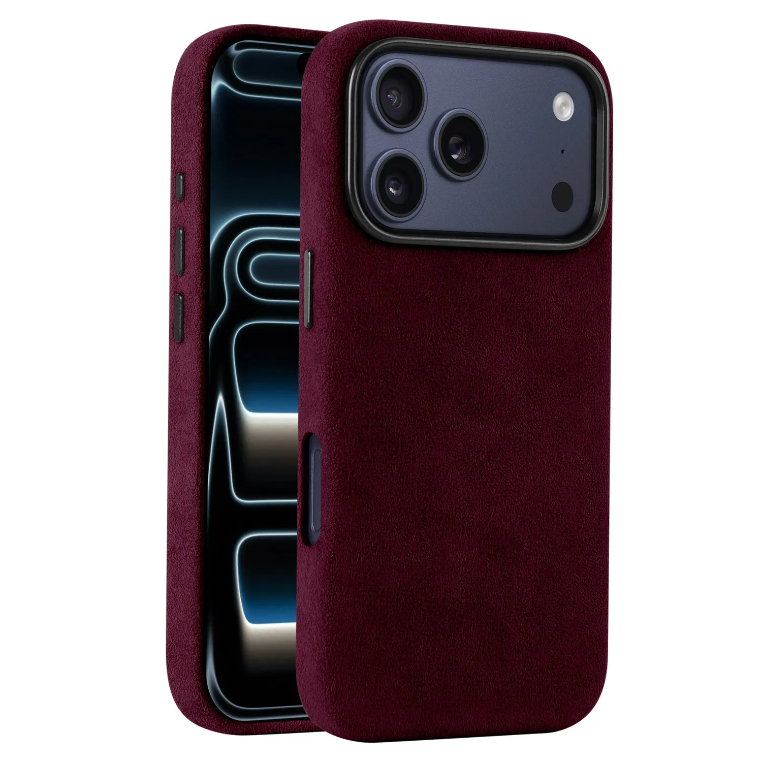 arktis Alcantara iPhone 17 Pro Hülle Schwarz MagSafe