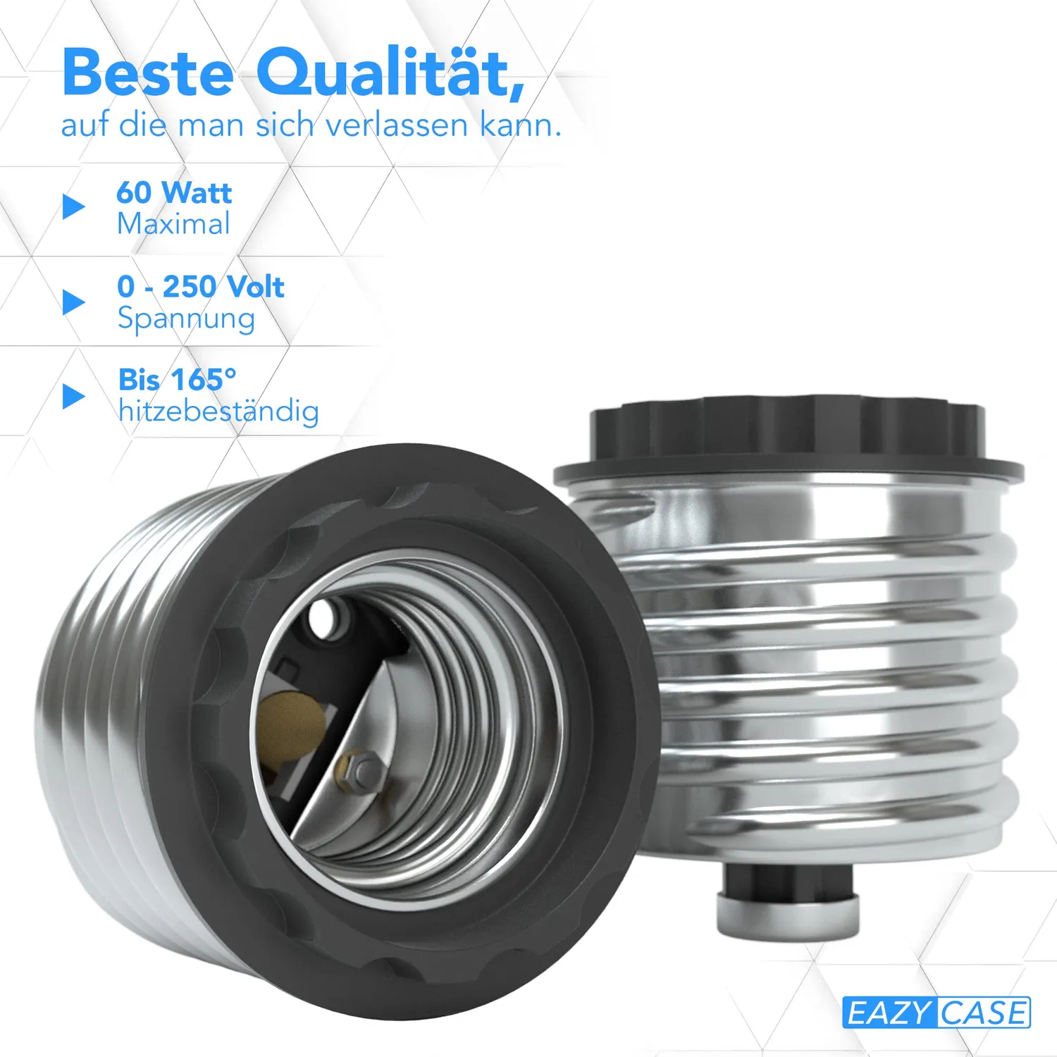 EAZY CASE E40 auf E27 Adapter 4x Schwarz 30W