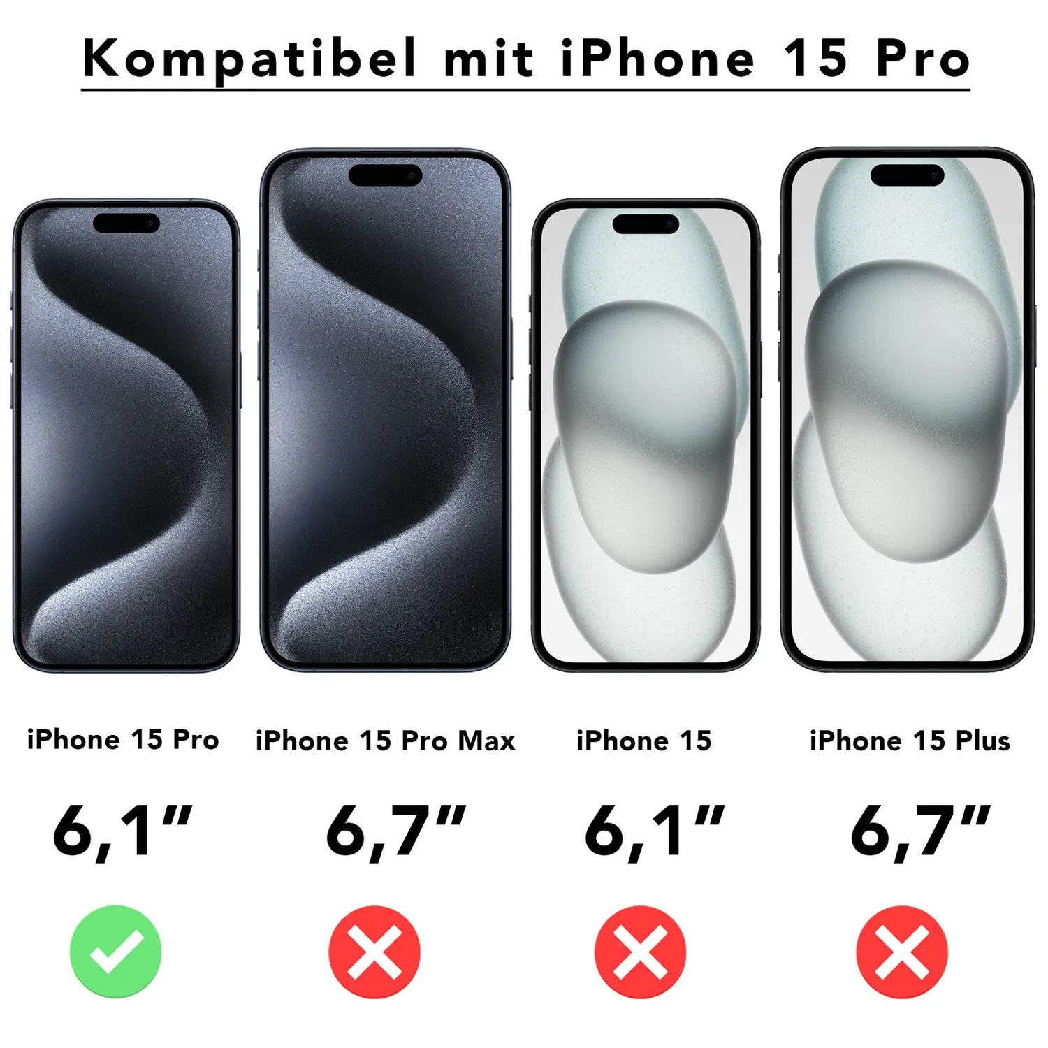 arktis Full Cover iPhone 15 Pro Panzerglas 2er Set 9H
