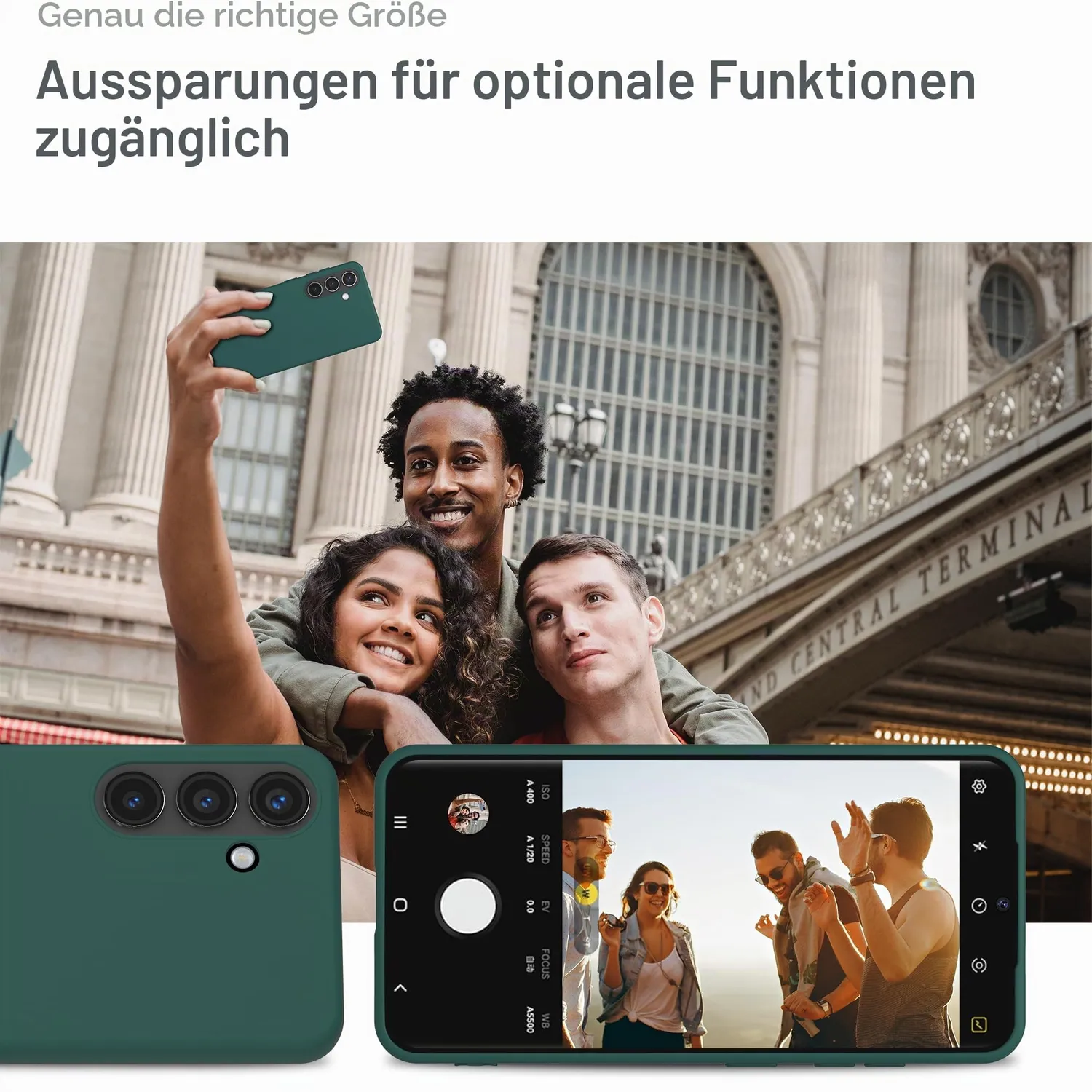 YATWIN Galaxy S24 Silikonhülle Matt Dunkelgrün TPU