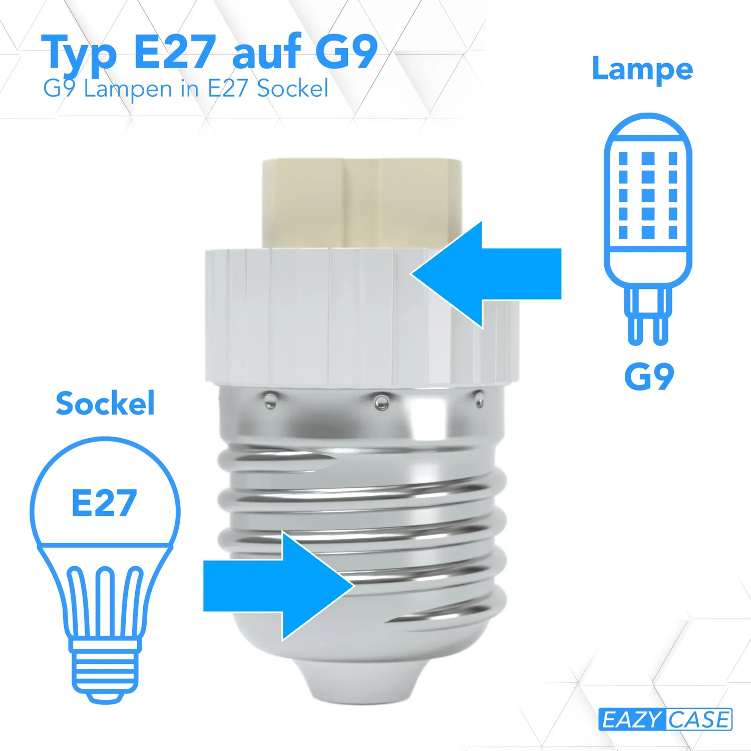EAZY CASE E27 auf G9 Lampensockel Adapter Weiß 4er