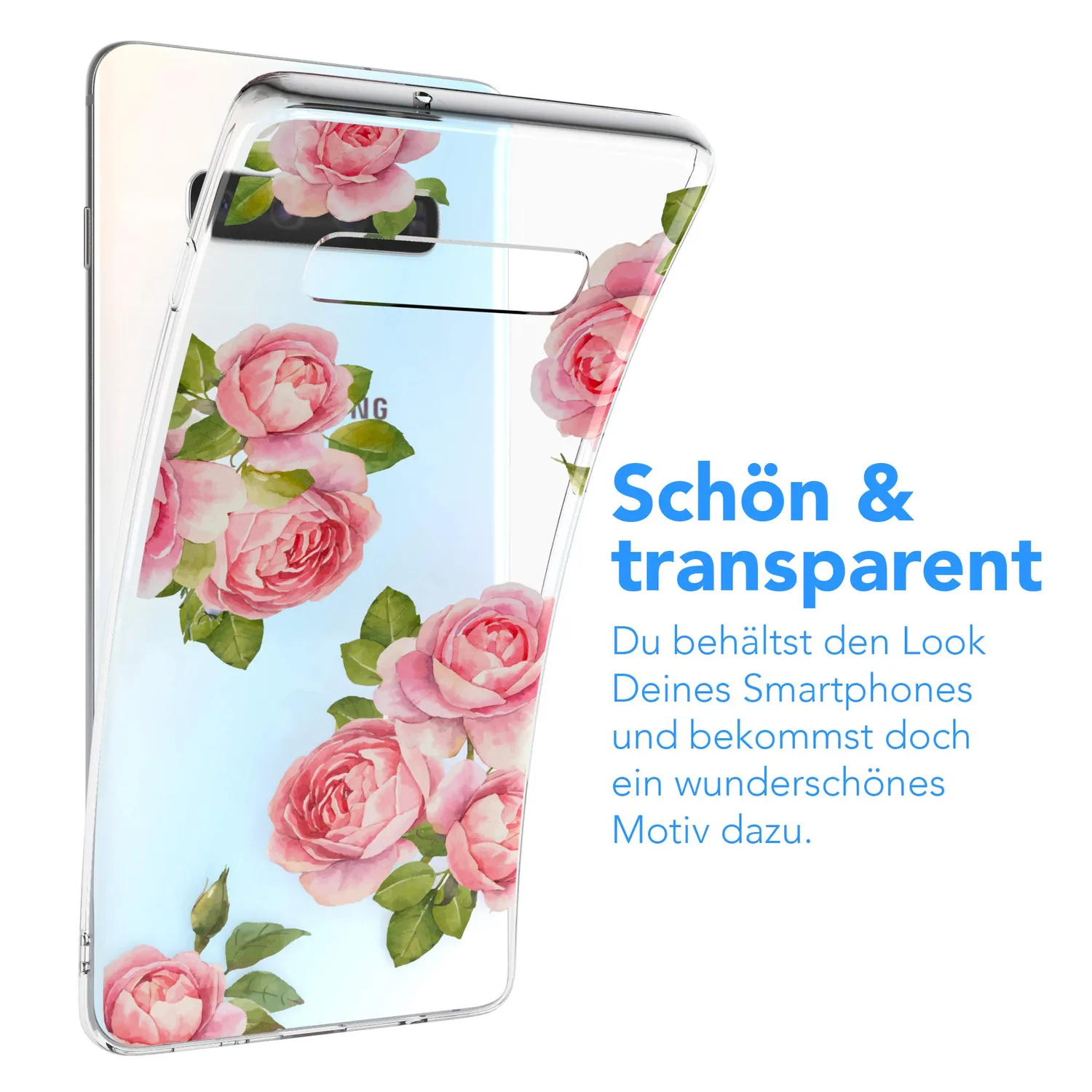 EAZY CASE Galaxy S10 Plus Hülle Blumen Transparent Rosen