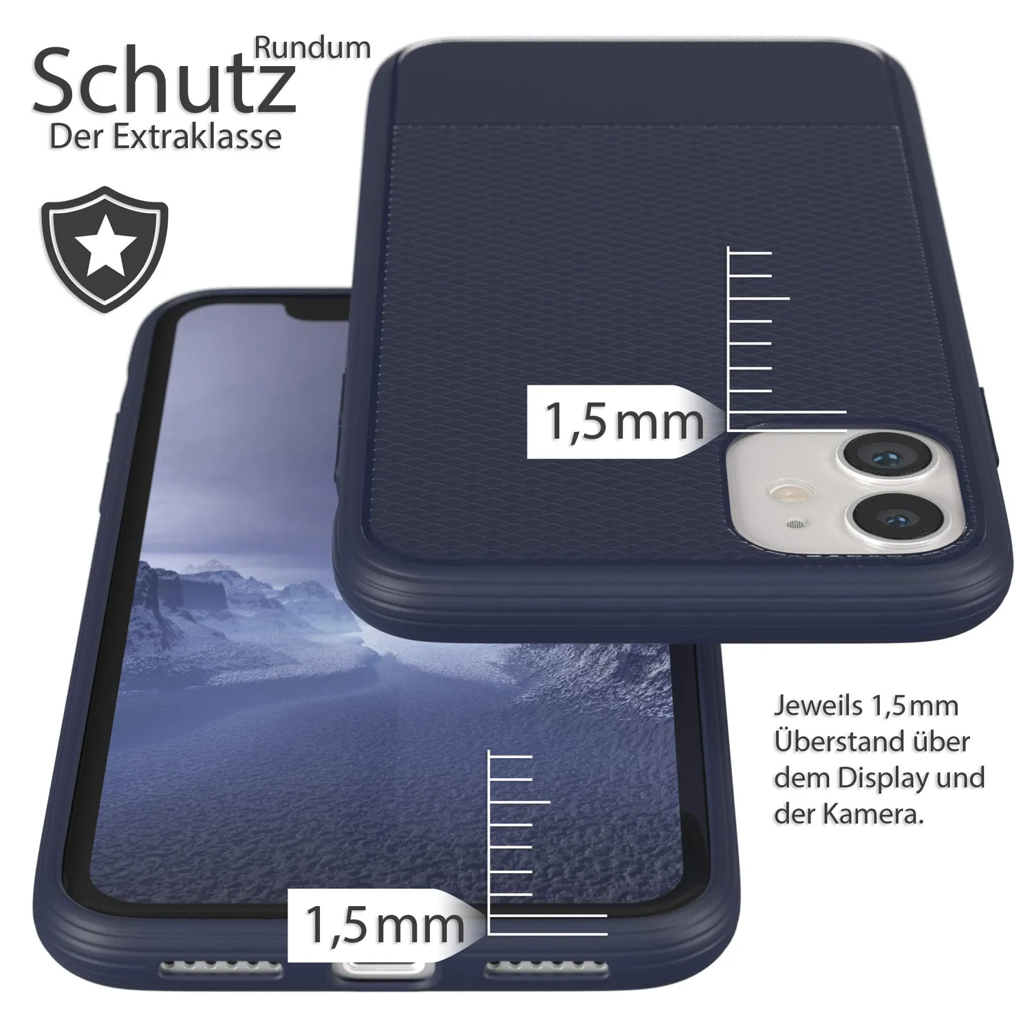 EAZY CASE Silikon Handyhülle iPhone 11 dunkelblau strukturiert