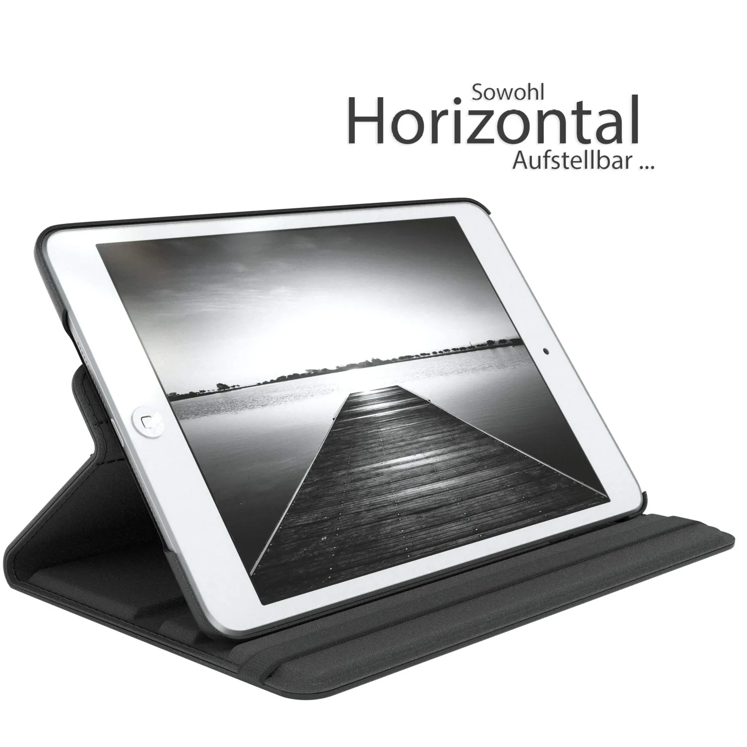 EAZY CASE iPad Mini 1/2/3 Tablethülle Schwarz 360° Kunstleder