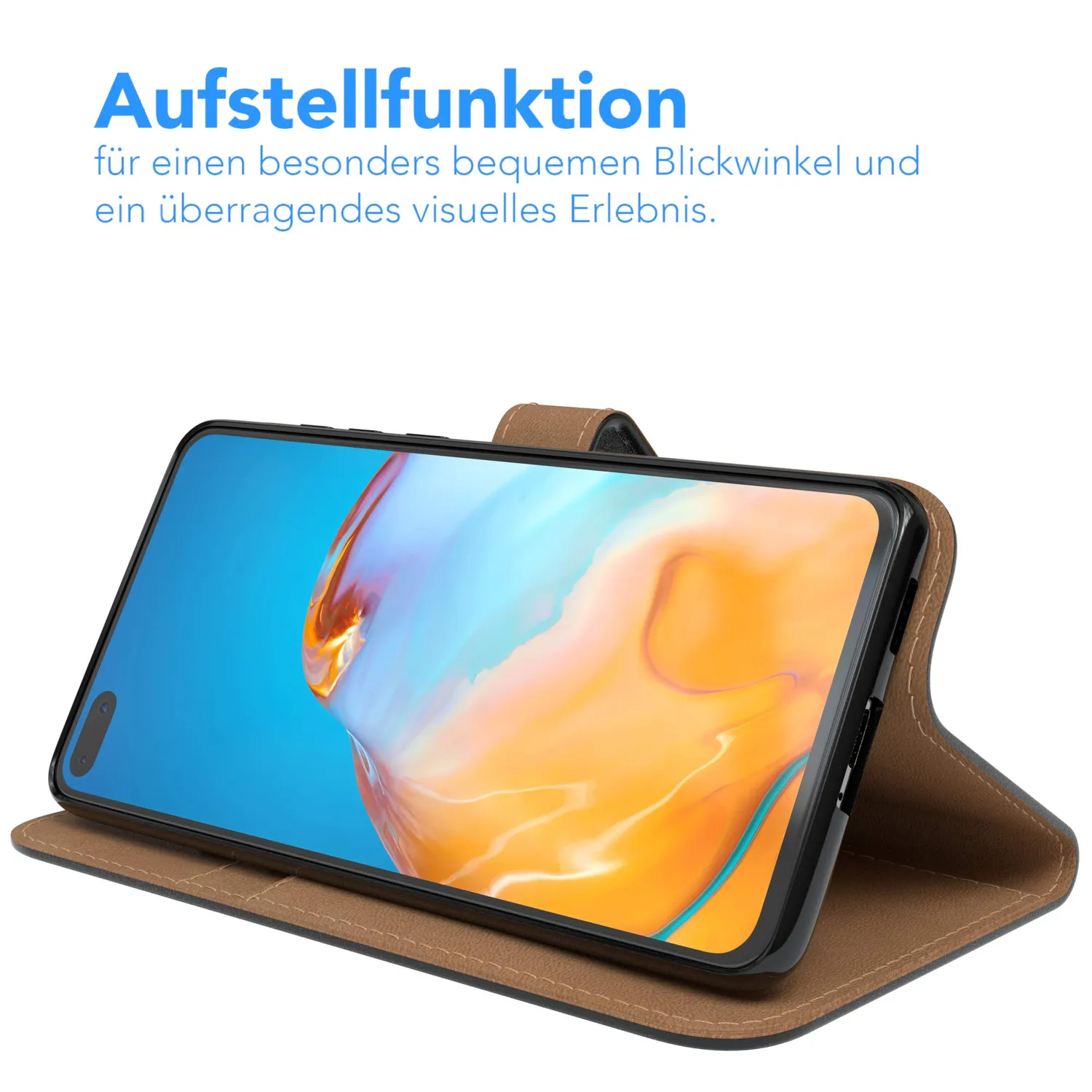 EAZY CASE Book Huawei P40 Handyhülle Schwarz Kartenfach