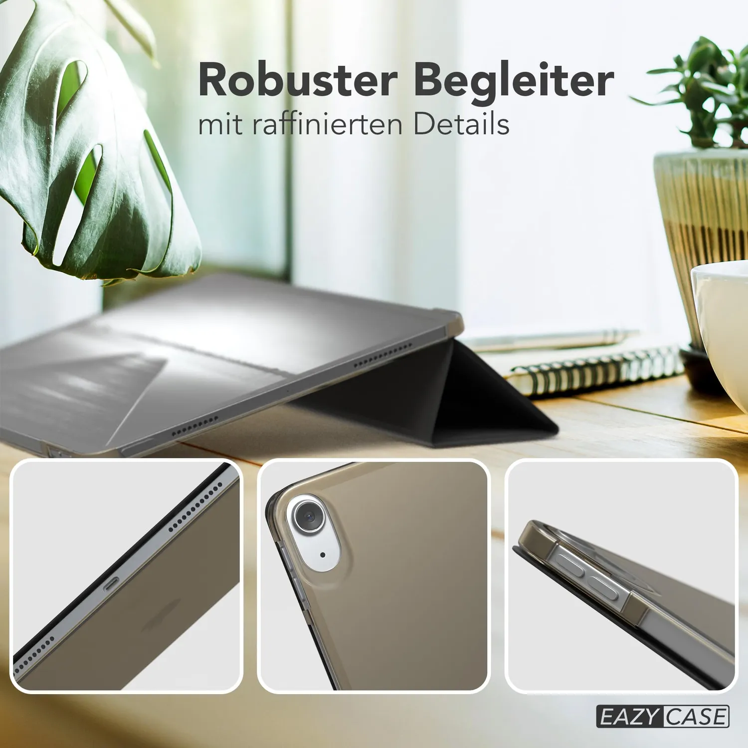 EAZY CASE iPad Air 11 M3 2025 Hülle Schwarz mit Ständer