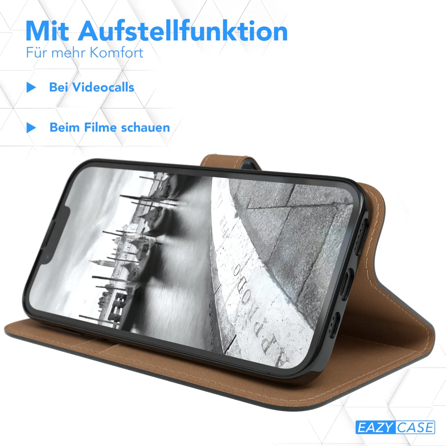 EAZY CASE iPhone 13 Klapphülle Book Schwarz mit Kartenfach