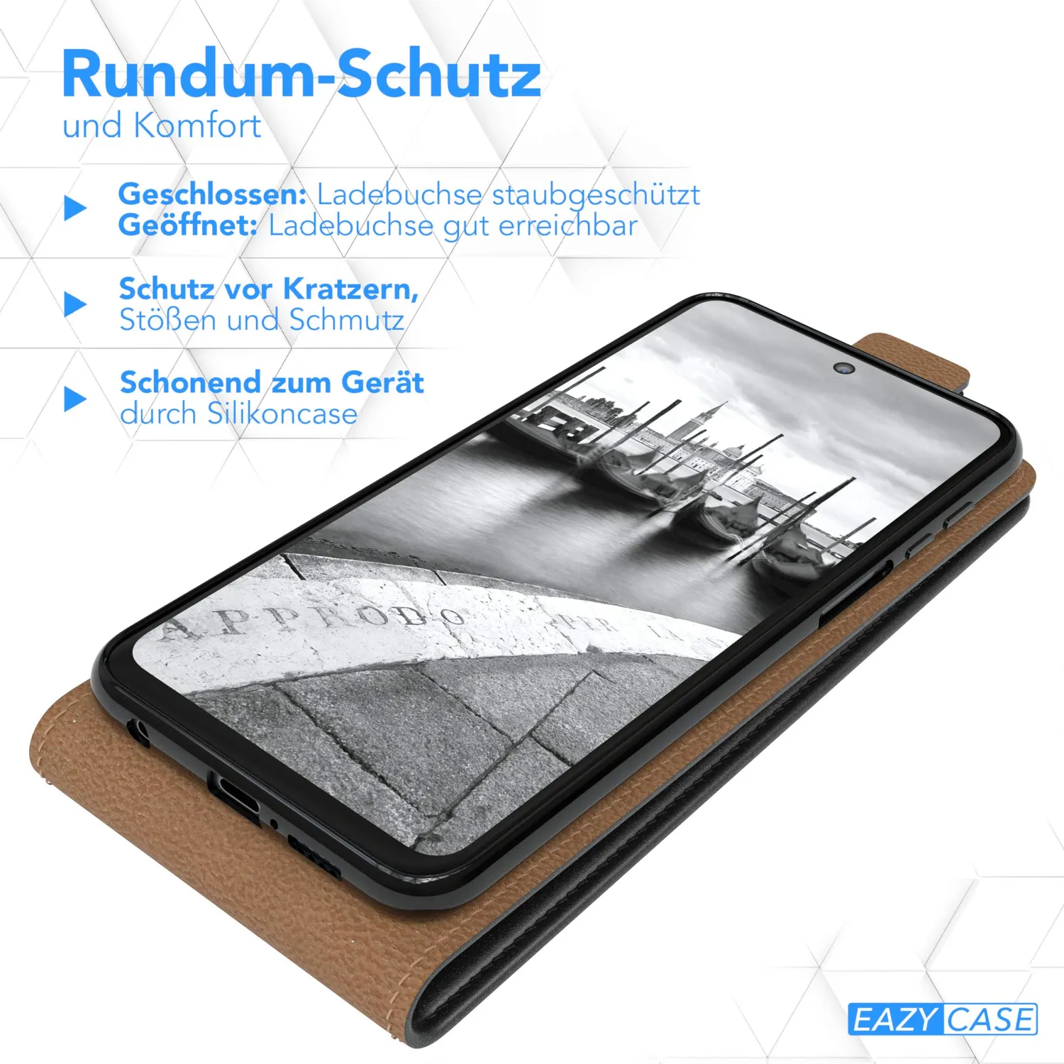EAZY CASE Redmi Note 9S Klapphülle Schwarz Kunstleder