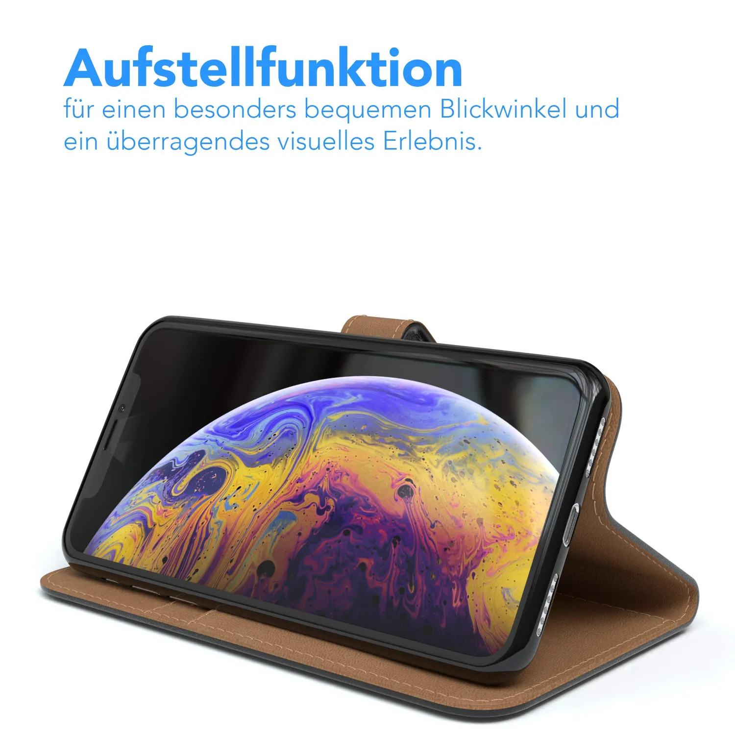 EAZY CASE Book iPhone XS Max Klapphülle Schwarz Kartenfach