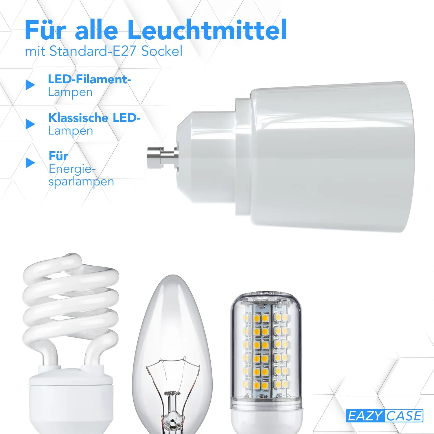 EAZY CASE GU10 auf E27 Lampenadapter weiß 4er Pack