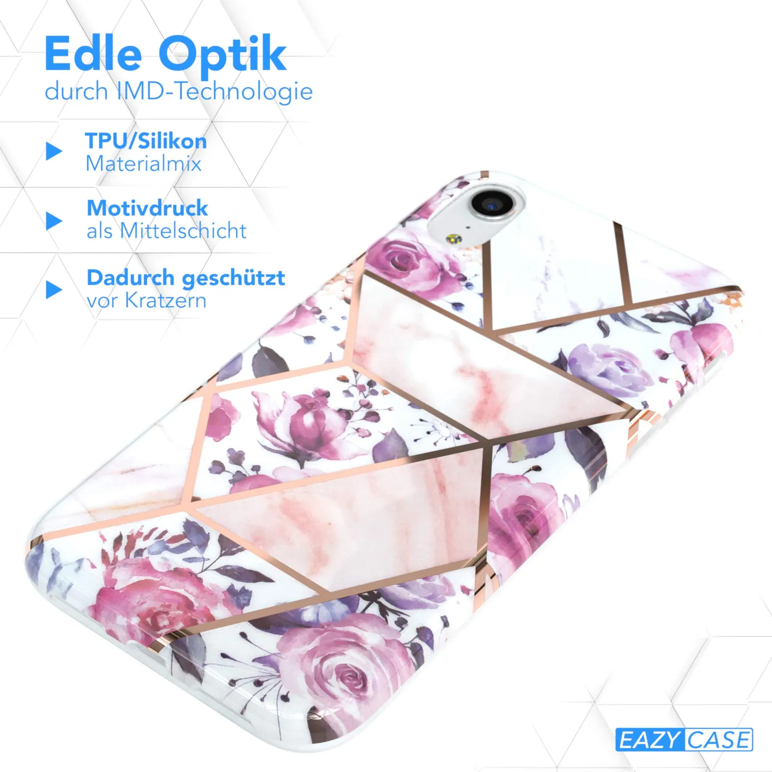 EAZY CASE iPhone XR Silikonhülle Blumen Rosé-Gold