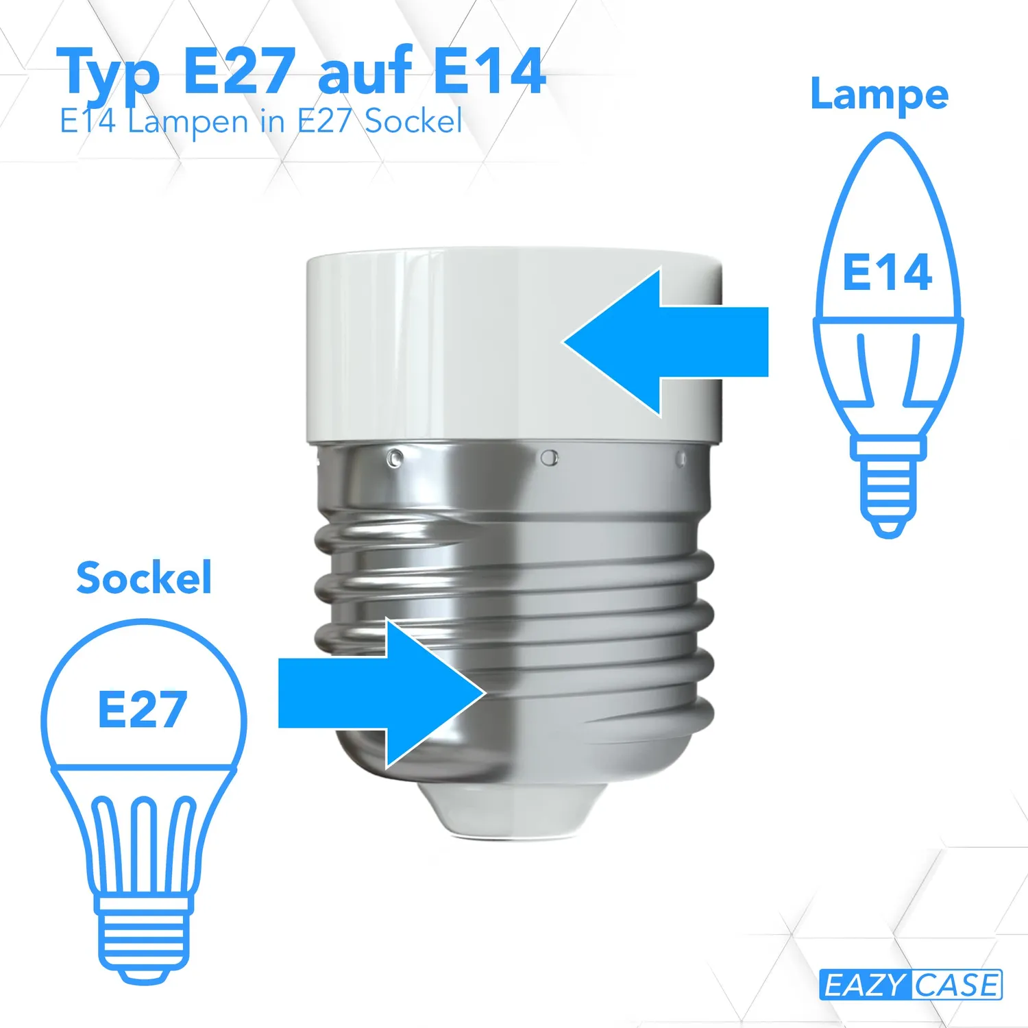 EAZY CASE E27 auf E14 Lampensockel Adapter Weiß 4er Set