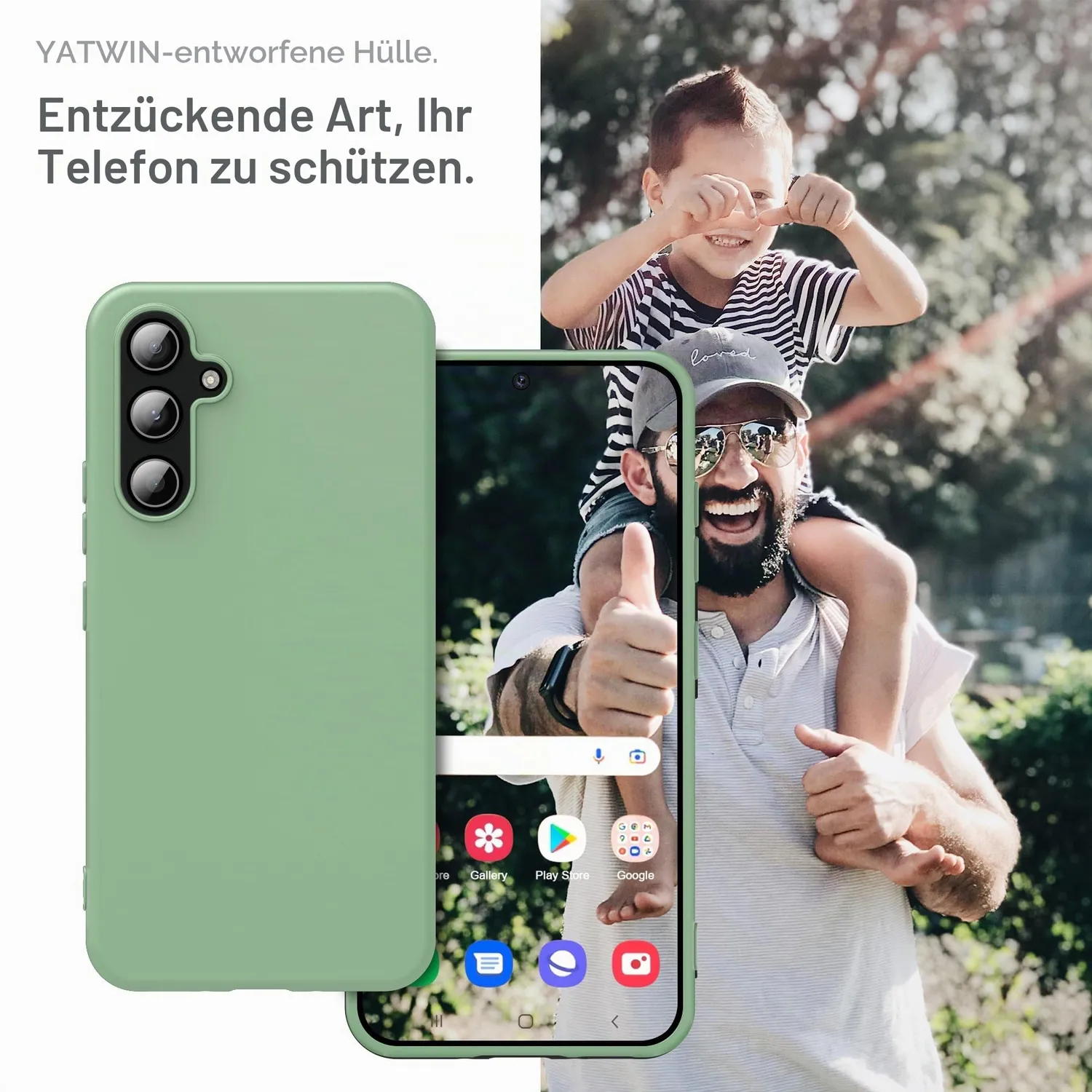 YATWIN Galaxy A55 Silikonhülle Mintgrün Soft-Touch