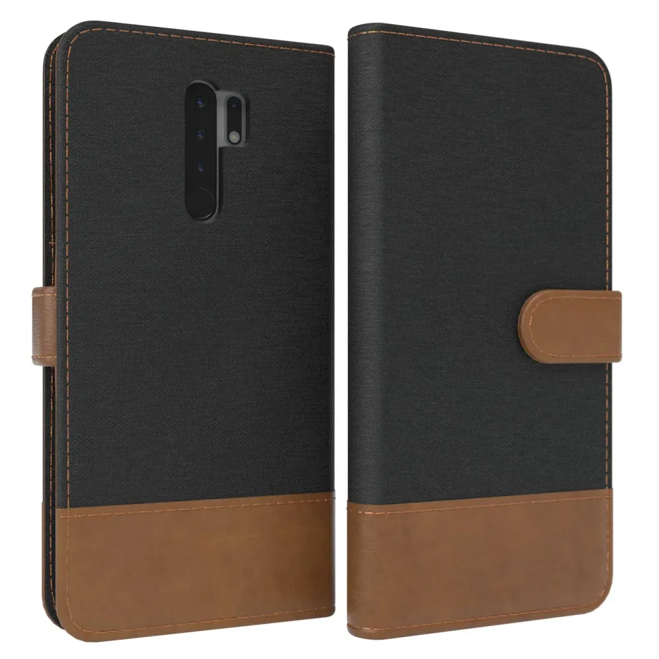 EAZY CASE Klapphülle Xiaomi Redmi 9 Schwarz Jeansoptik