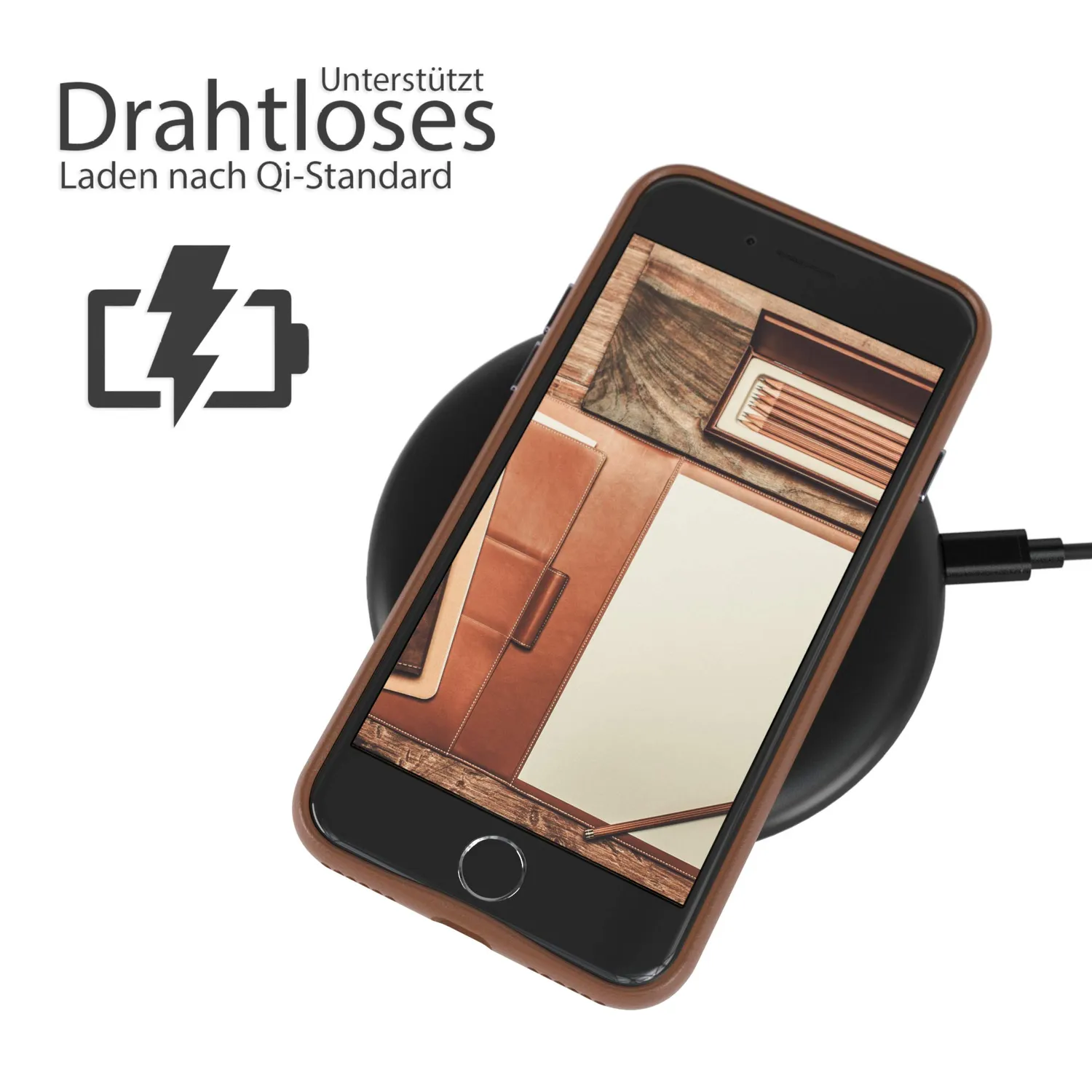 EAZY CASE iPhone SE 2022/2020/8/7 Kunstlederhülle Braun