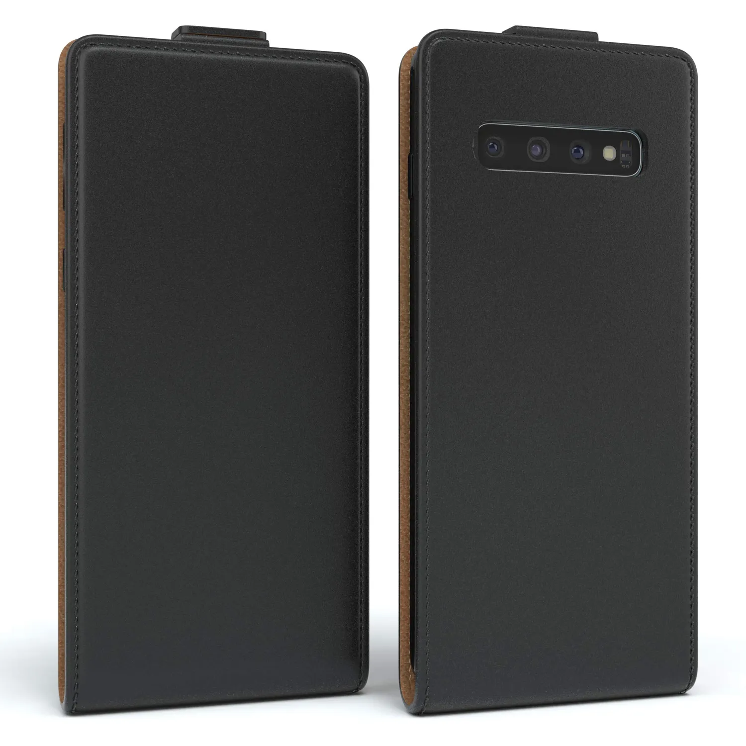 EAZY CASE Galaxy S10 Klapphülle Schwarz Kunstleder