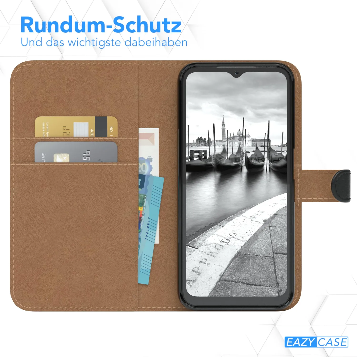 EAZY CASE Galaxy A14 5G Klapphülle Schwarz Book Standfunktion