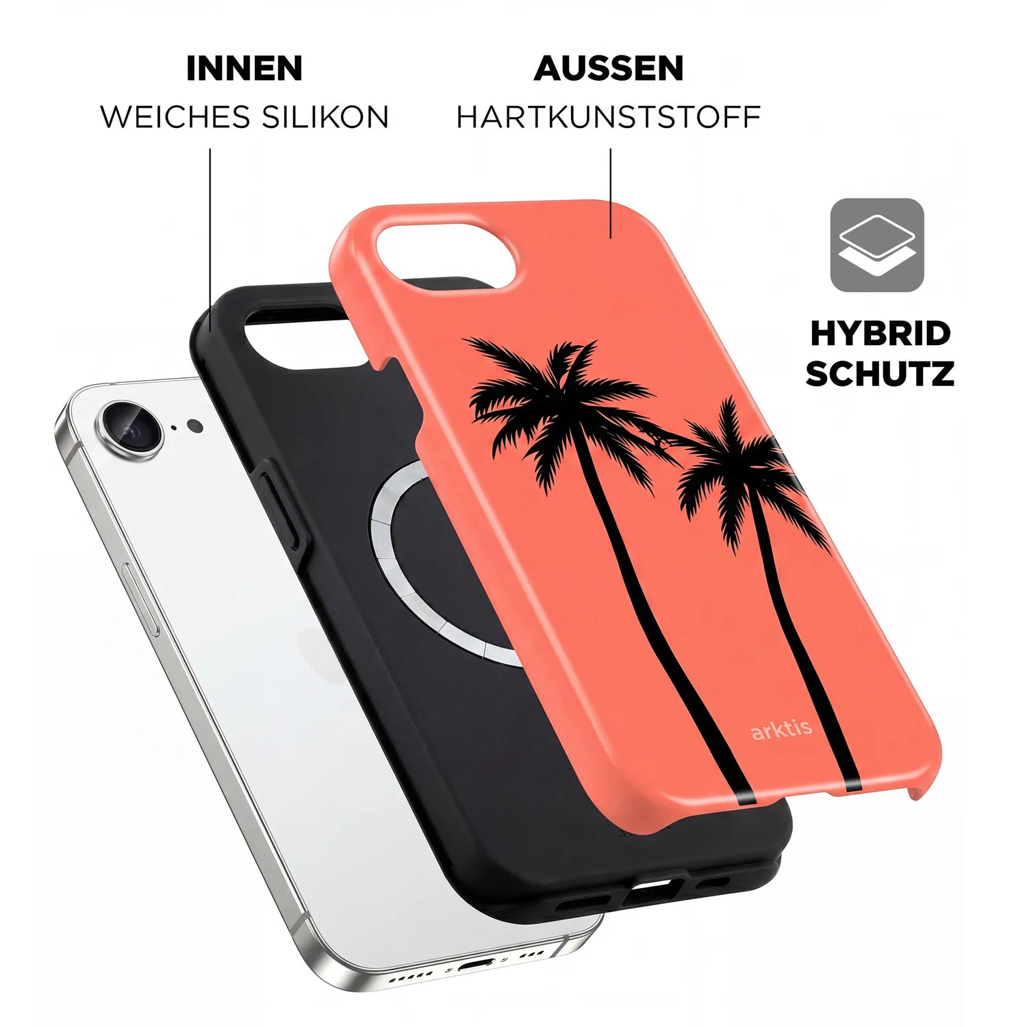 arktis iPhone 16e Hülle Coral Coast MagSafe stoßfest
