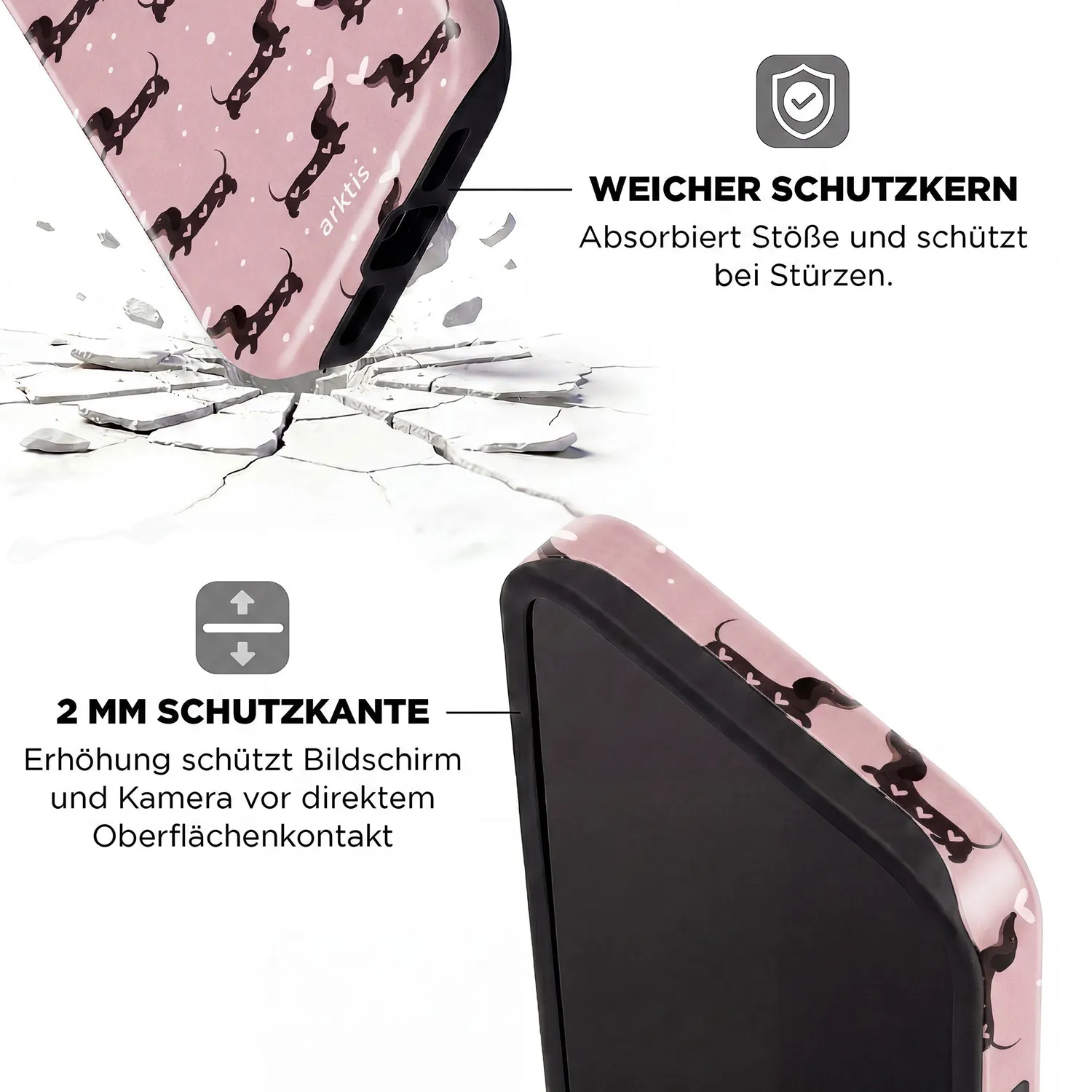 arktis Dackel Love iPhone 16 Pro Hülle MagSafe stoßfest