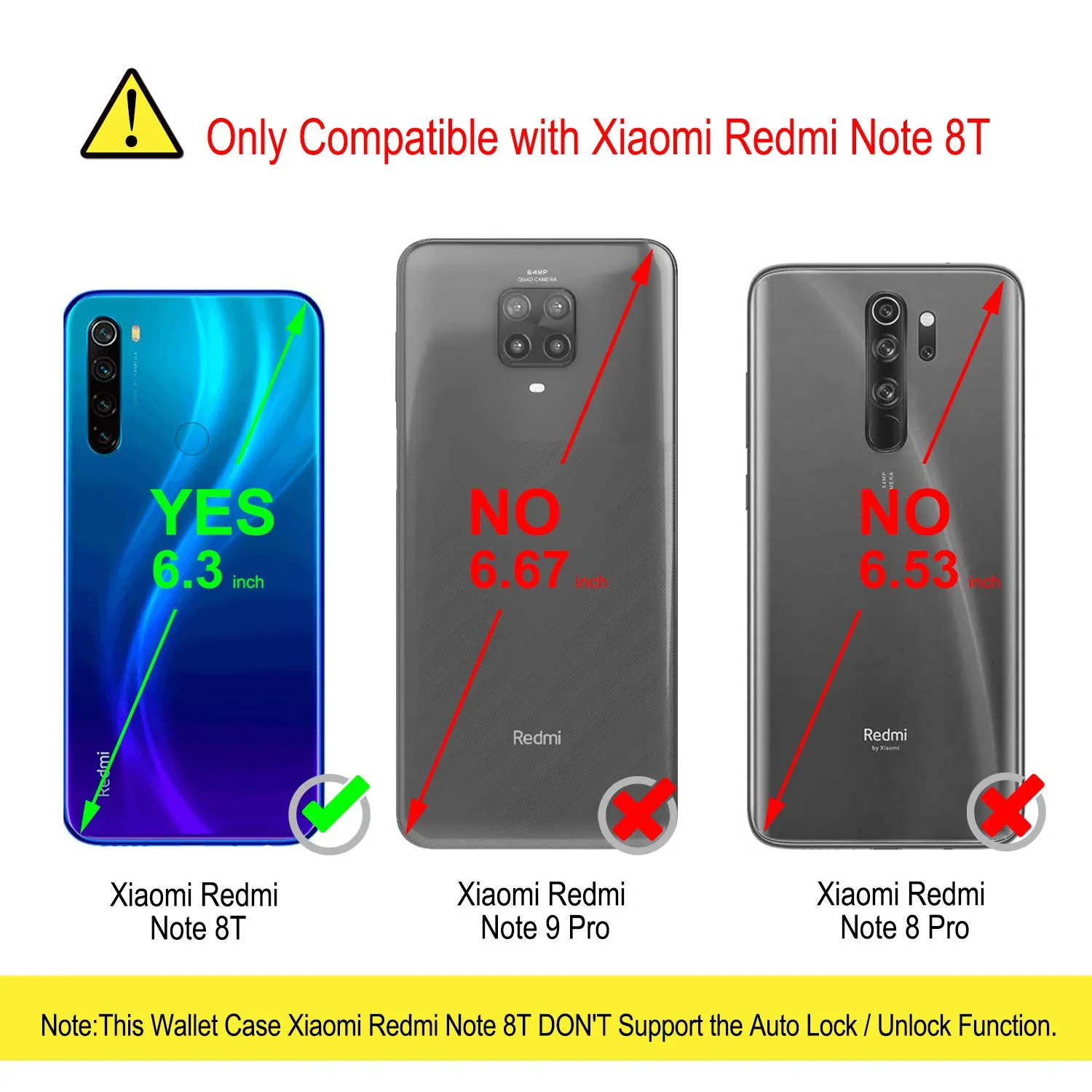 YATWIN Xiaomi Redmi Note 8T Klapphülle Blau Leder RFID