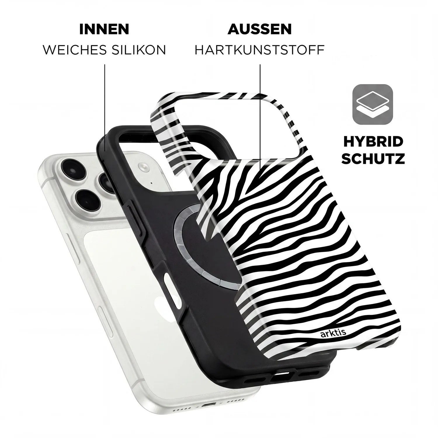 arktis iPhone 18 Pro Hülle Zebra Print