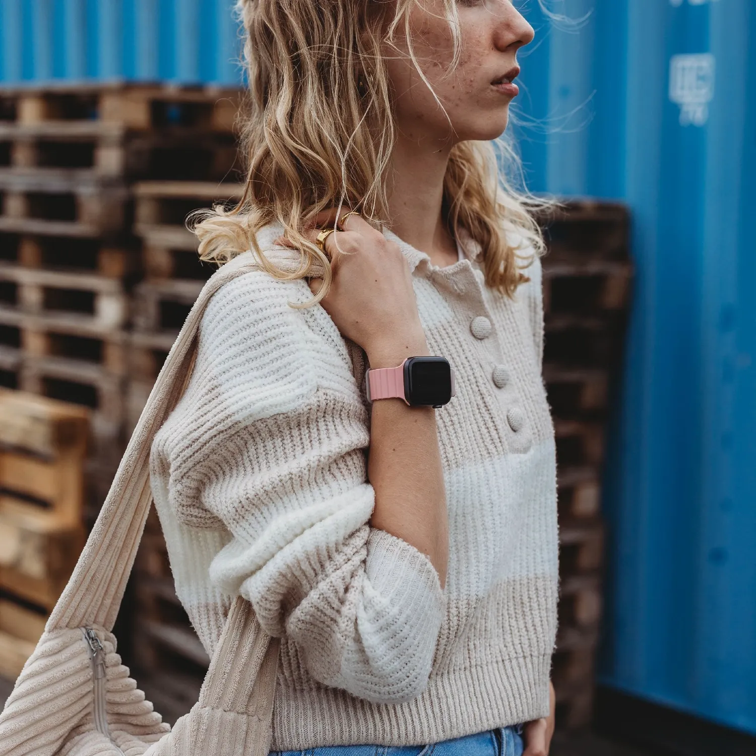 arktisband Apple Watch Neo Magnetarmband Rosa/Weiß