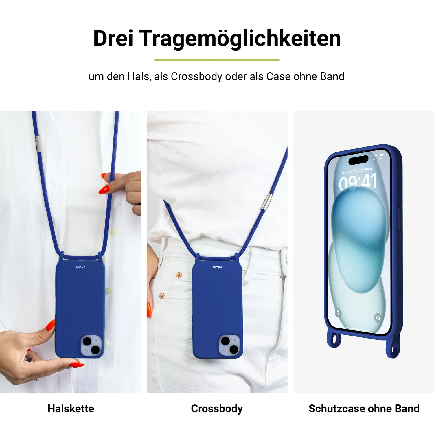 Artwizz HangOn Silicone+CHARGE iPhone 15 Handykette MagSafe