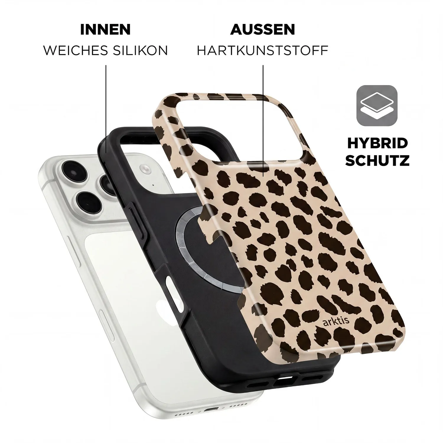 arktis iPhone 18 Pro Hülle Cheetah MagSafe stoßfest