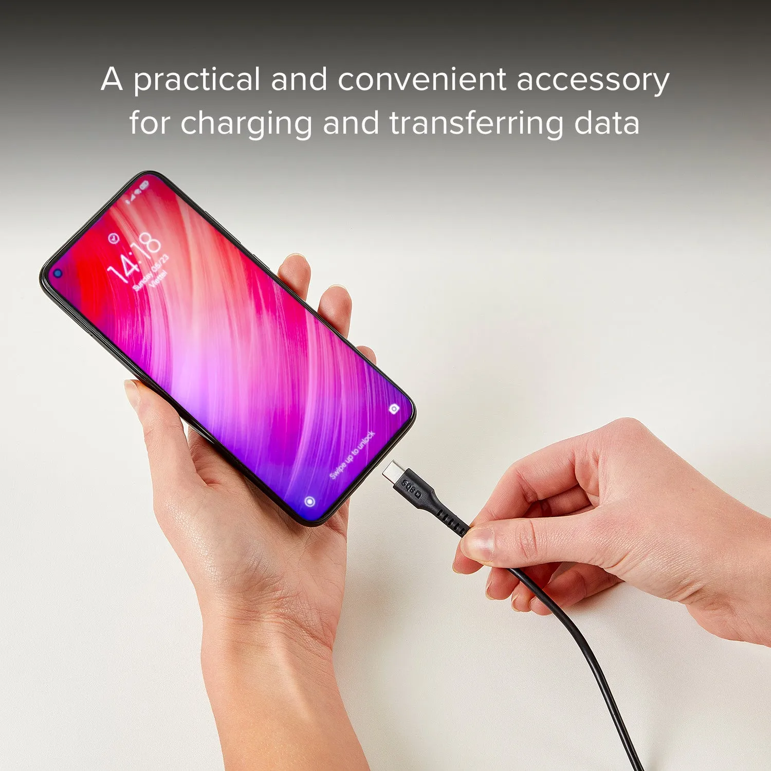 SBS USB-C Kabel 1,5 m Schwarz Silikon Schnellladung