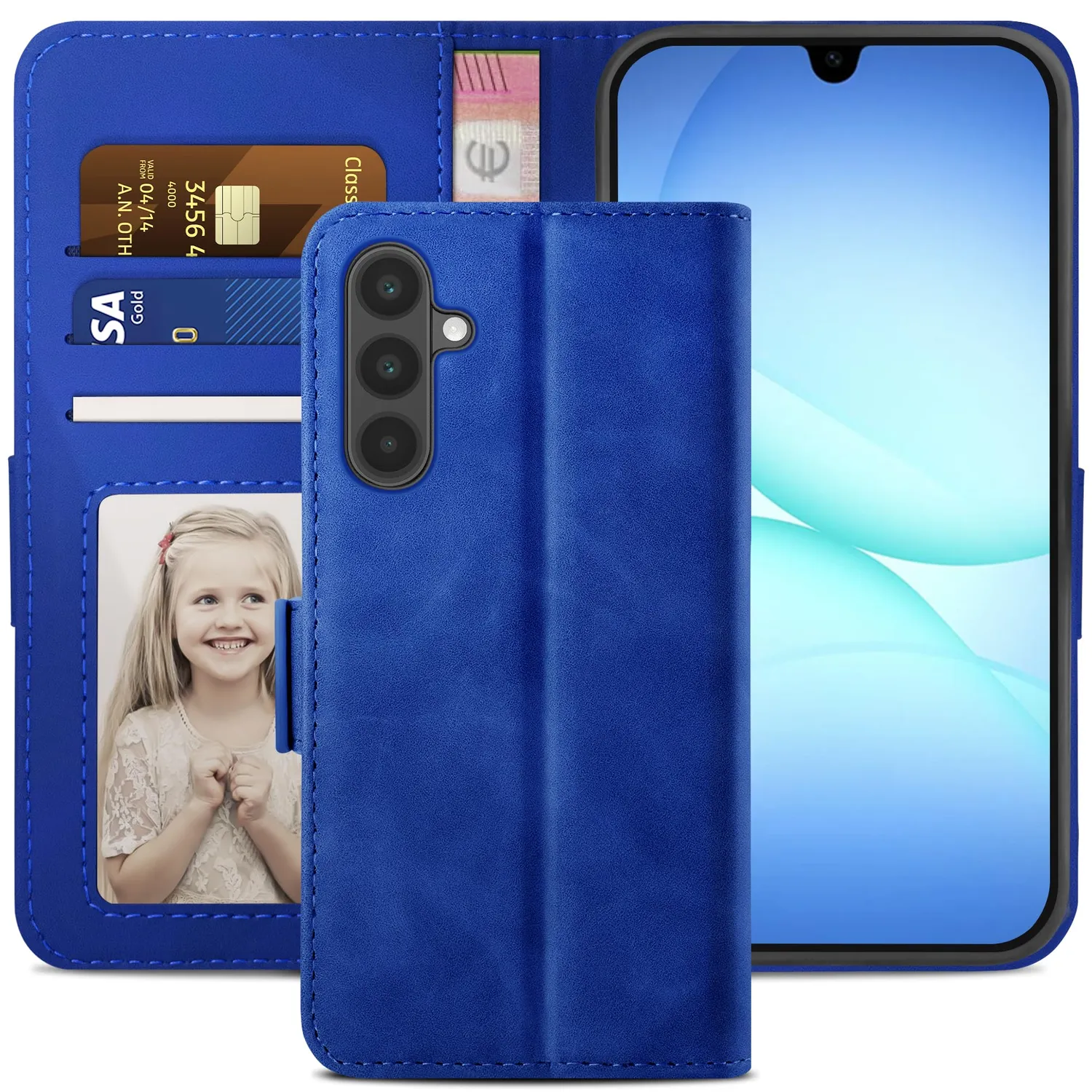 YATWIN Samsung Galaxy A17 5G Klapphülle Blau Leder Kartenfach