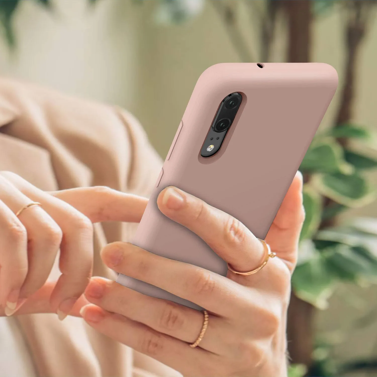 YATWIN Huawei P20 Lite Silikonhülle Rose flüssig