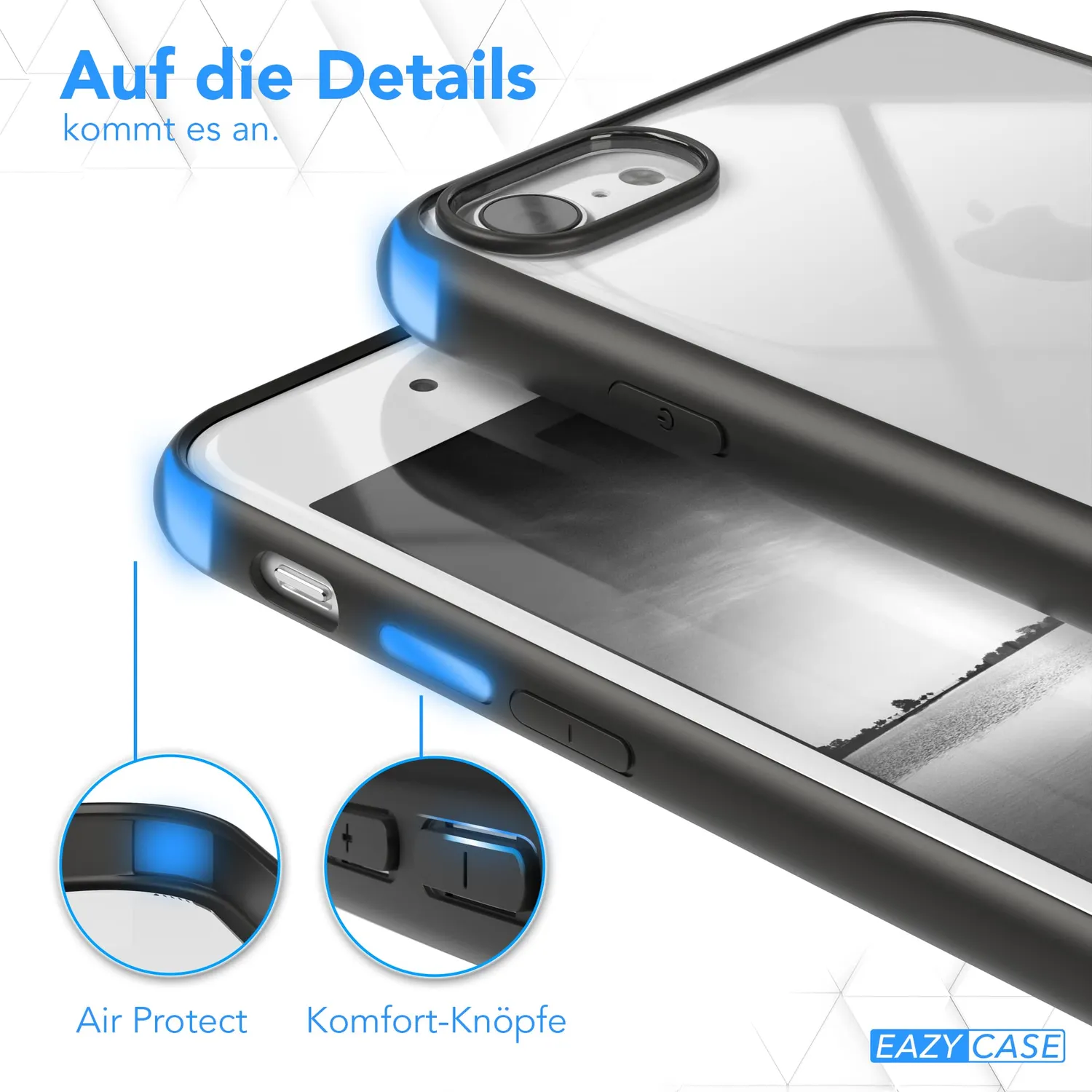 EAZY CASE Clear Hybrid Bumper iPhone SE Schwarz